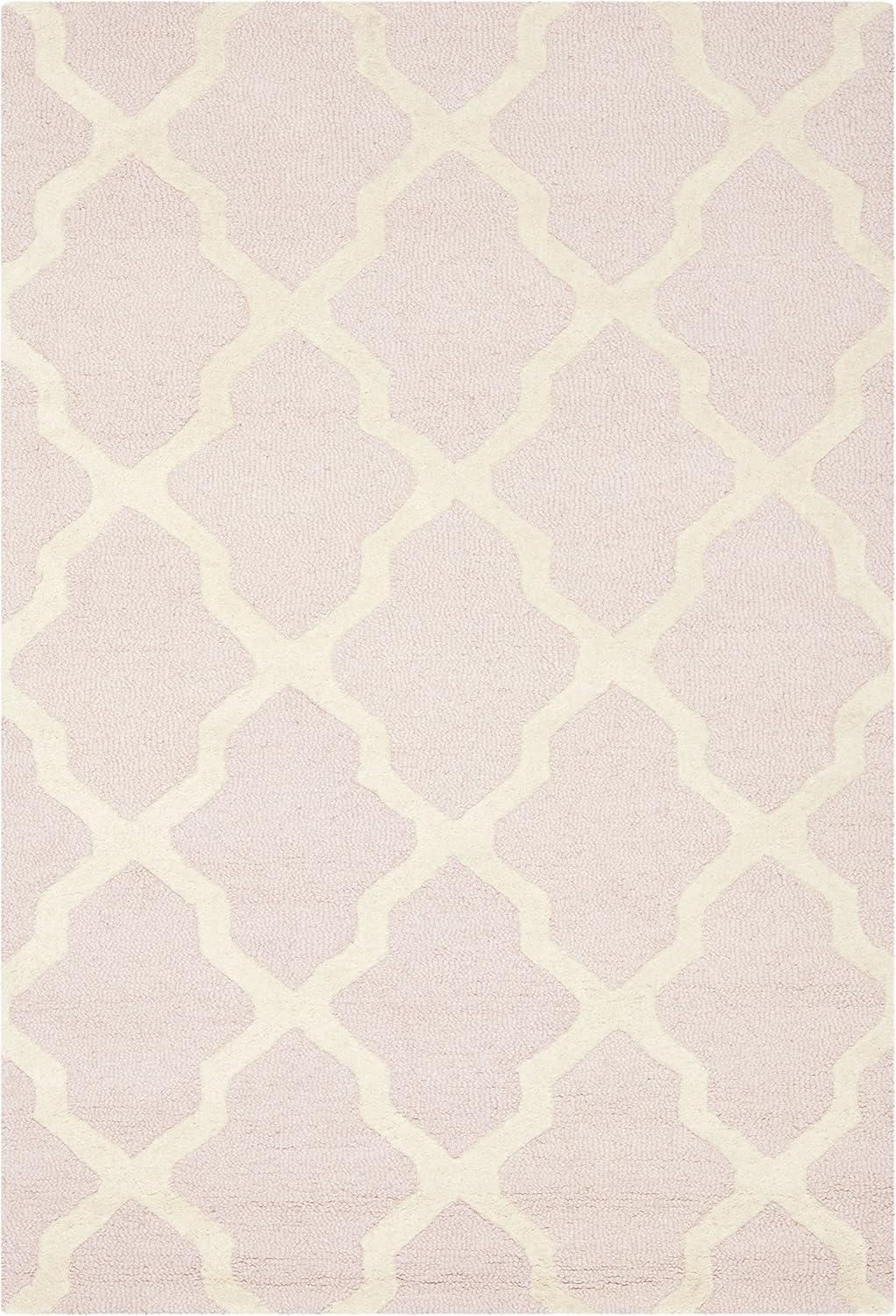 SAFAVIEH Cambridge Liam Geometric Wool Area Rug, Light Pink/Ivory, 3' x 5'