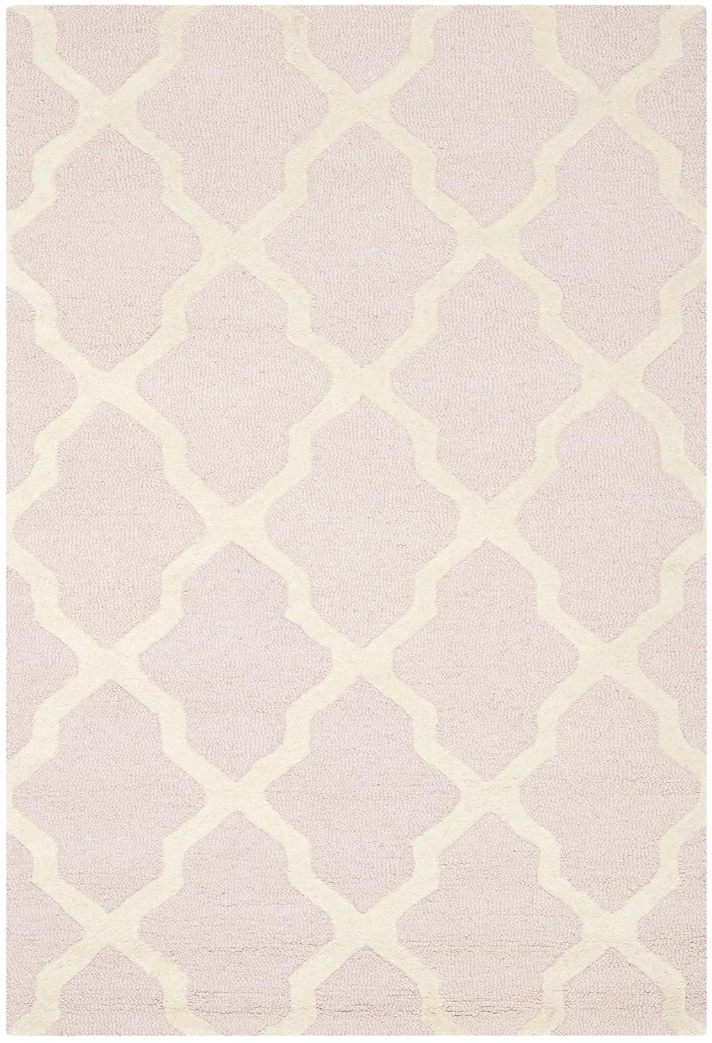 SAFAVIEH Cambridge Liam Geometric Wool Area Rug, Light Pink/Ivory, 3' x 5'
