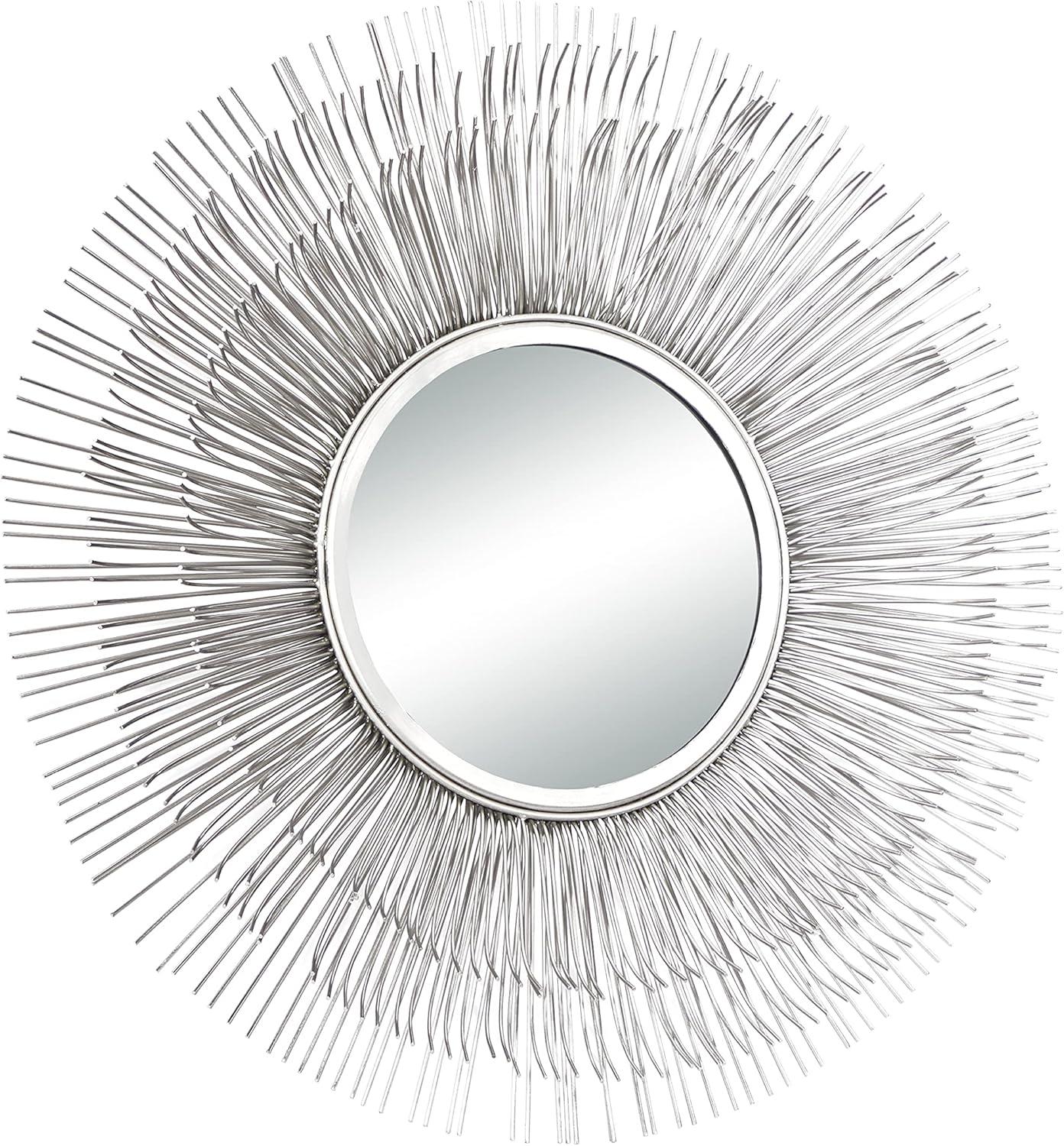 DecMode 29" x 29" Silver Starburst Wall Mirror