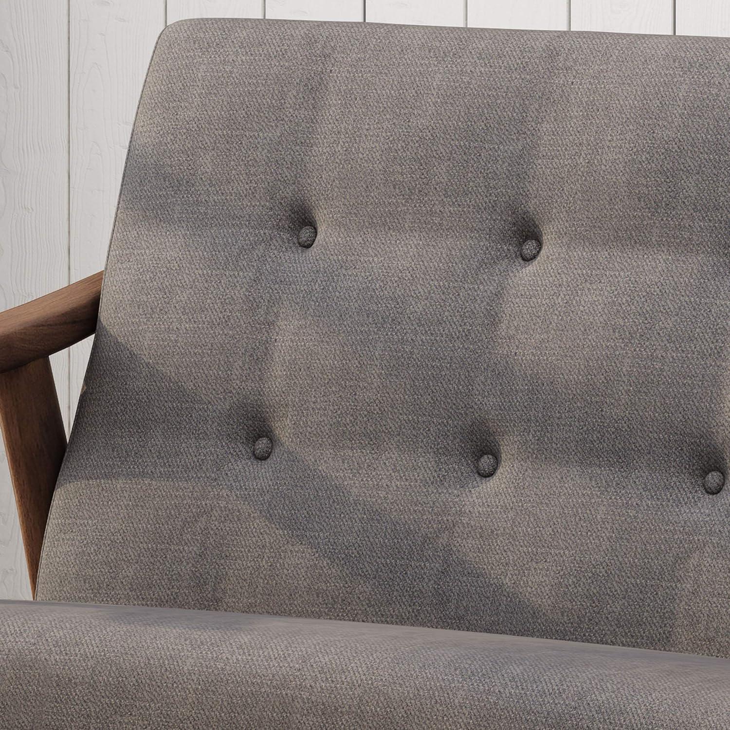 Hetel Mid-Century Modern Settee Dark Gray - Christopher Knight Home: Rubberwood Frame, Polyester Upholstery, Button Tufted