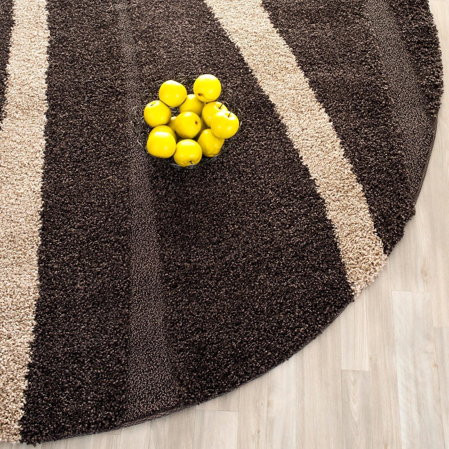 Florida Shag SG451 Power Loomed Indoor Area Rug - Cream/Dark Brown - 8'x10' - Safavieh