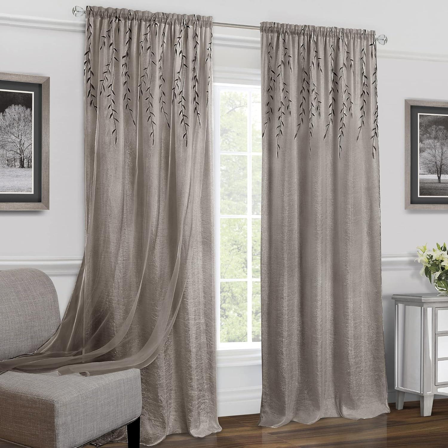 Traditional Elegance Willow Rod Pocket Window Curtain Panel - 42x63 - Toffee