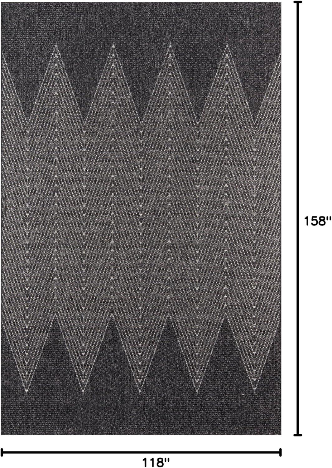 Momeni Como Polypropylene Machine Made Charcoal Indoor Outdoor Rug 9'10" X 13'2"