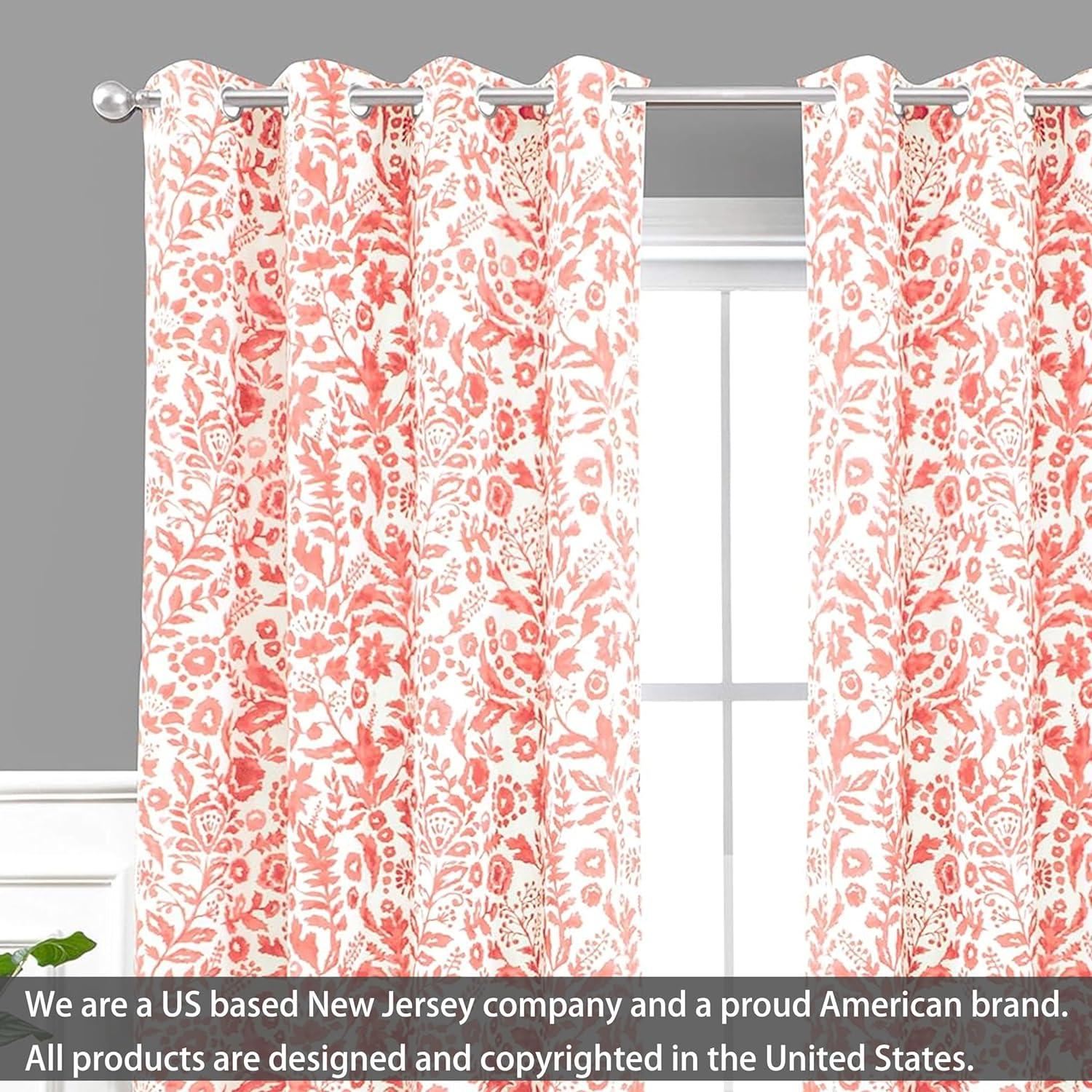 DriftAway Julia Watercolor Blackout Room Darkening Grommet Lined Thermal Insulated Energy Saving Window Curtains 2 Layers 2 Panels Each Size 96"L x 52"W Navy