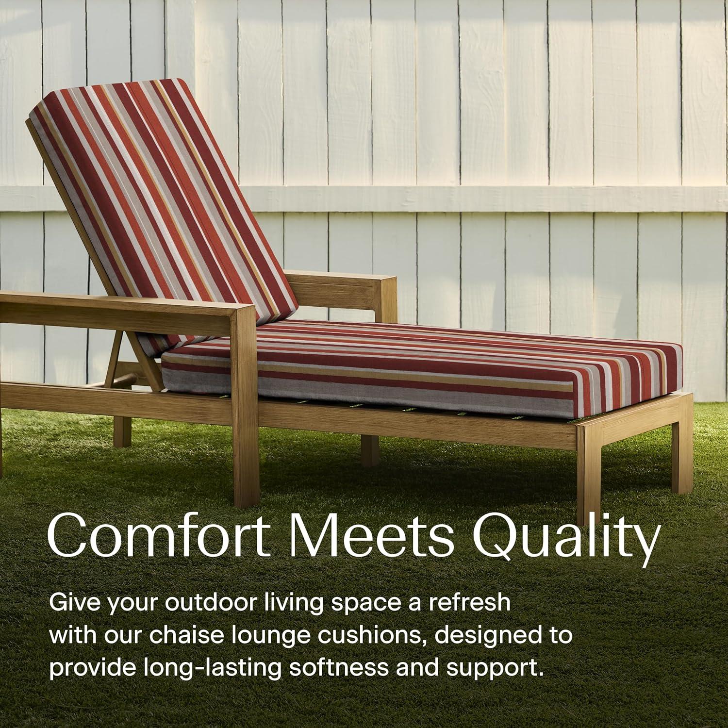 Honeycomb Outdoor Chaise Lounge Cushion - Stripe Brick