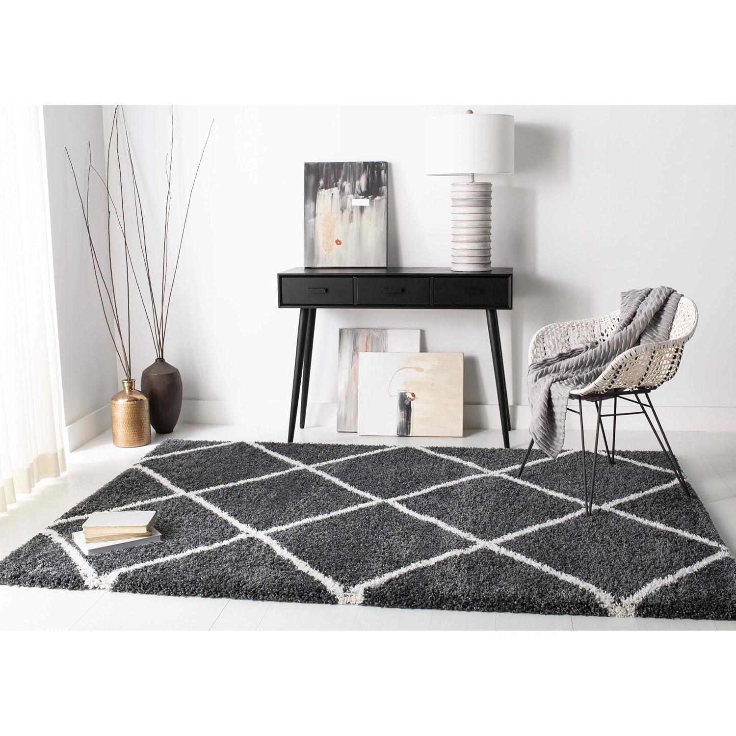 Hudson Shag SGH281 Power Loomed Indoor Area Rug - Dark Grey/Ivory - 8'x10' - Safavieh