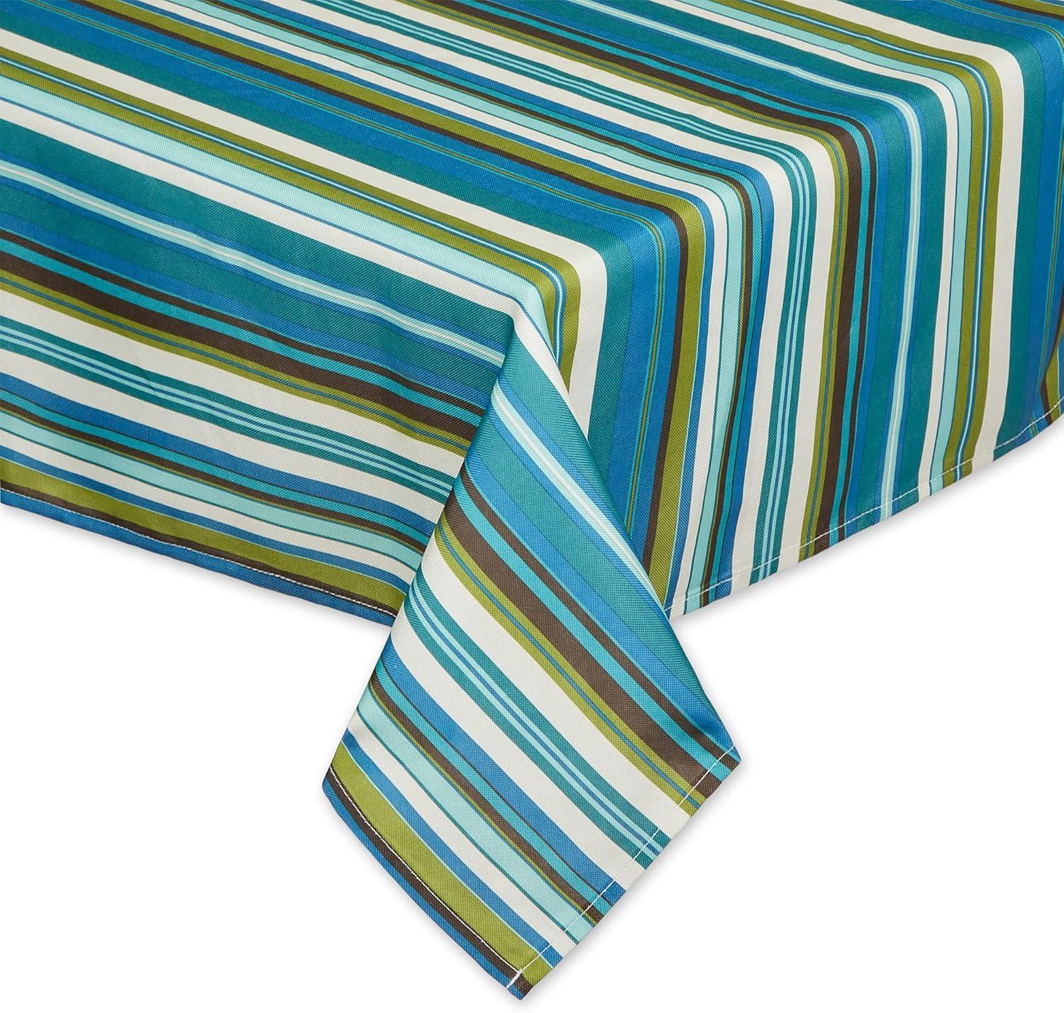 Indoor/Outdoor Tabletop Collection Multi-use, Machine Washable, Striped, Tablecloth, 60x84 w/Zipper, Beachy Print