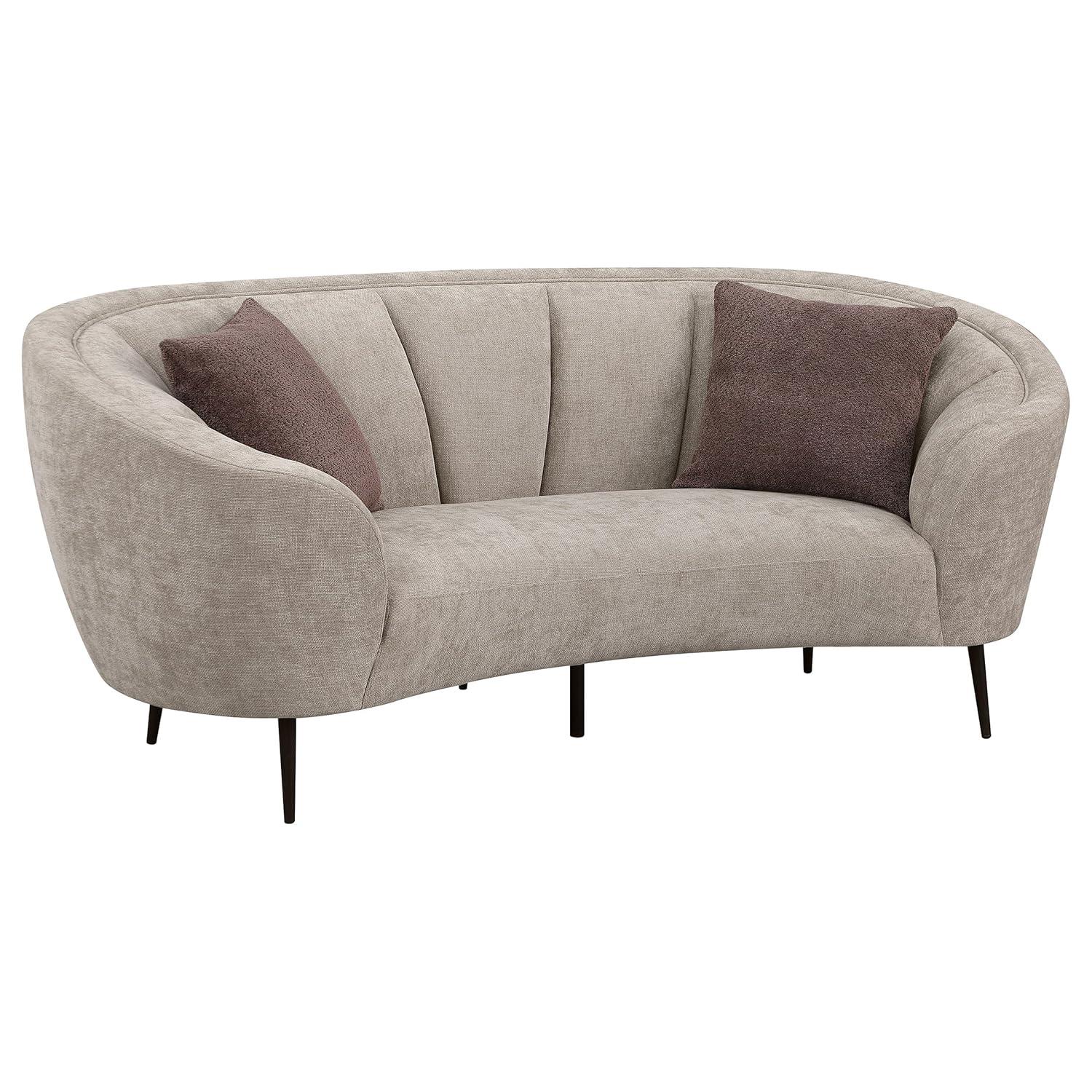 Coaster Ellorie Fabric Upholstered Channel Back Curved Loveseat Beige