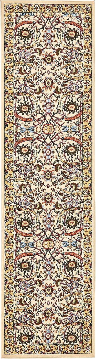 Rugs.com Neda Collection Rug – 10 Ft Runner Cream Low Rug Perfect For Hallways, Entryways