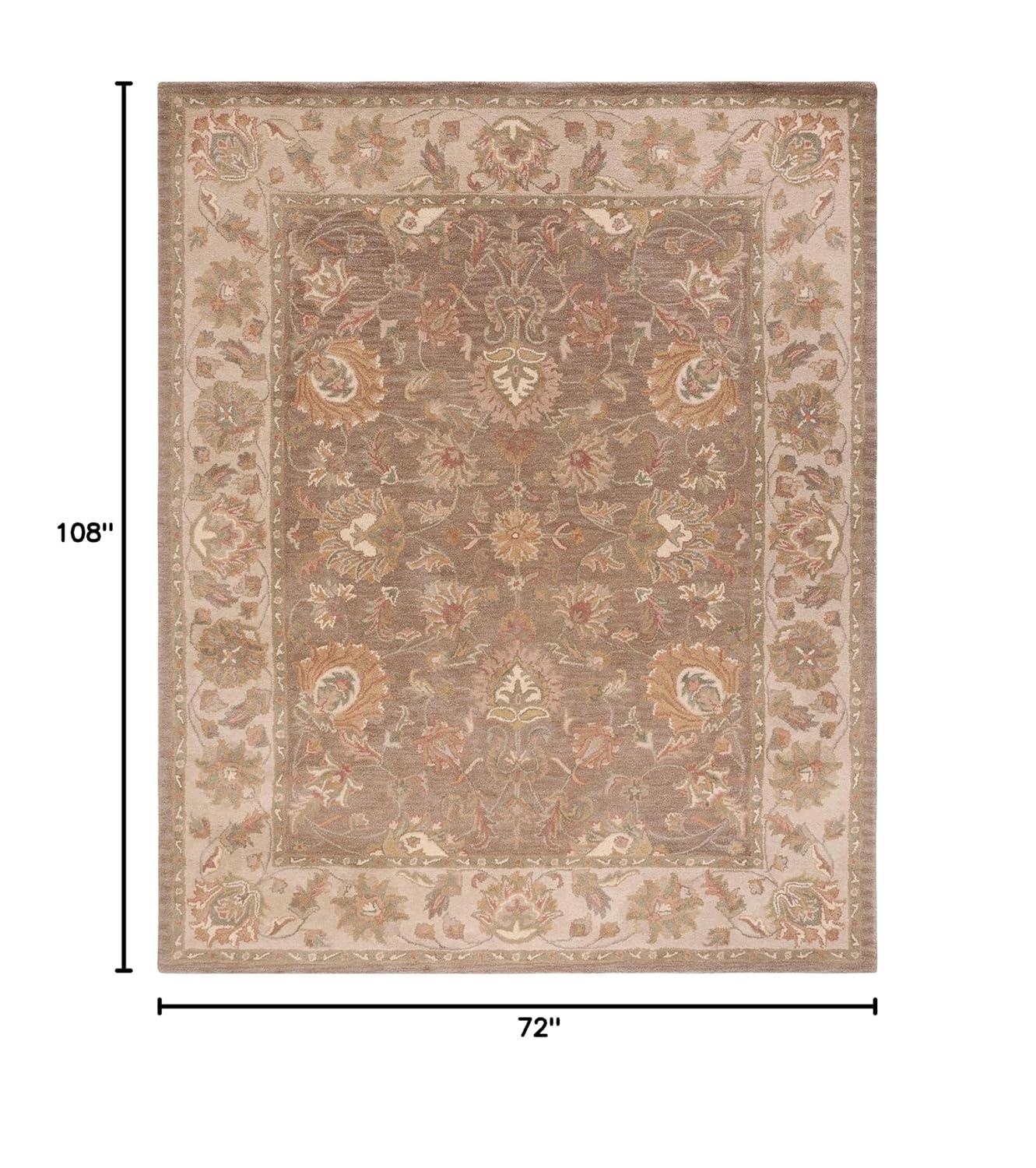 SAFAVIEH Heritage Collection 6' x 9' Brown / Ivory HG343K Handmade Traditional Oriental Premium Wool Area Rug
