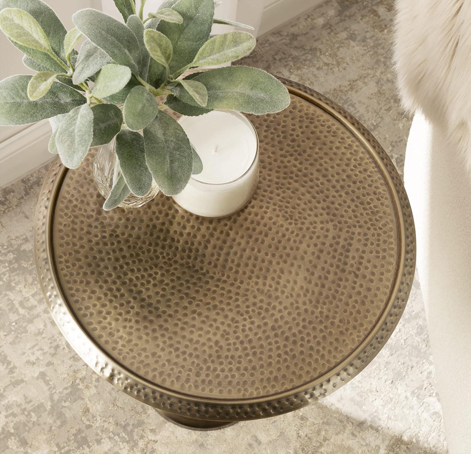 Kate and Laurel Sanzo Round Metal Side Table, 15x15x24, Gold
