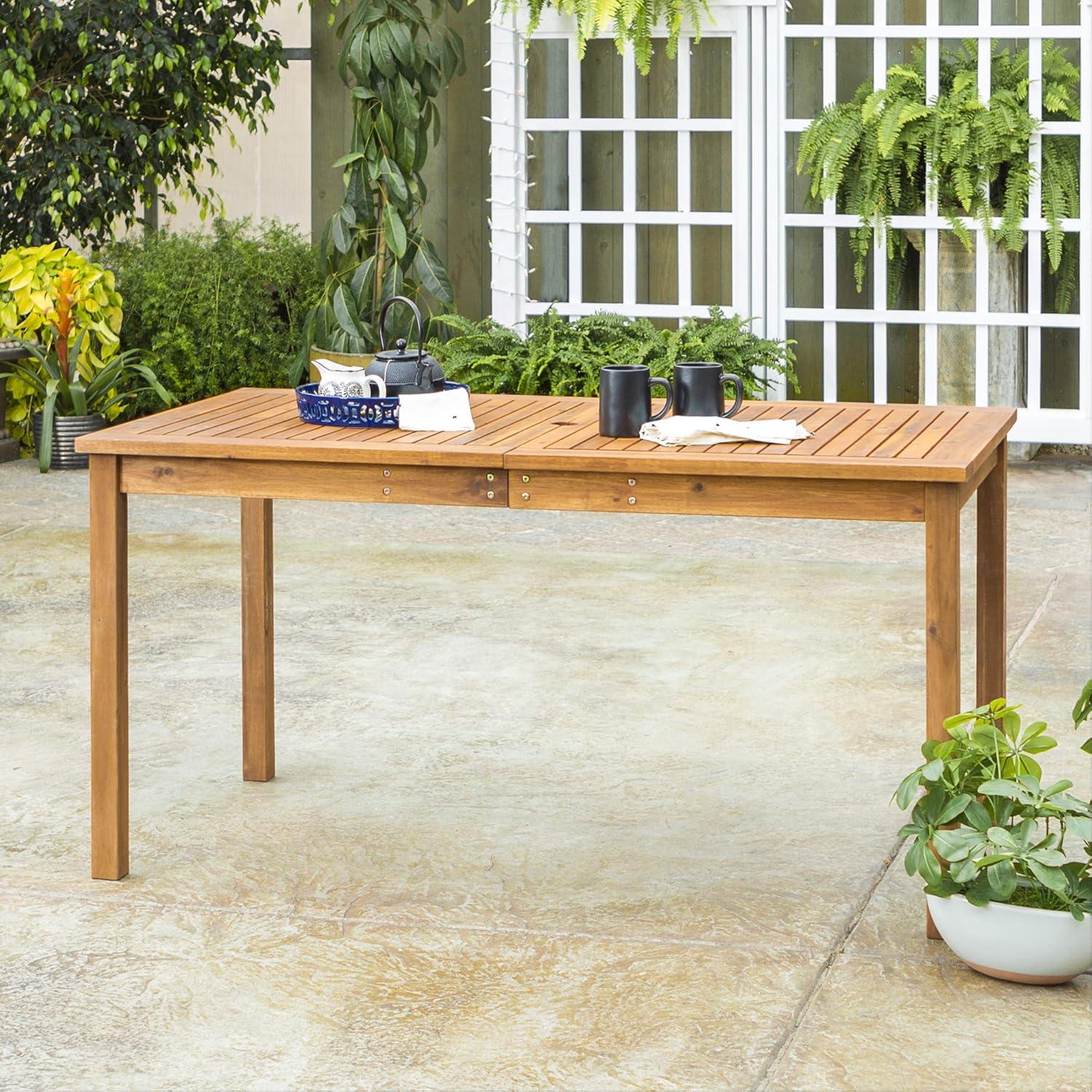 Outdoor Classic Traditional Modern Contemporary Acacia Wood Simple Patio 7-Piece Dining Set - Brown