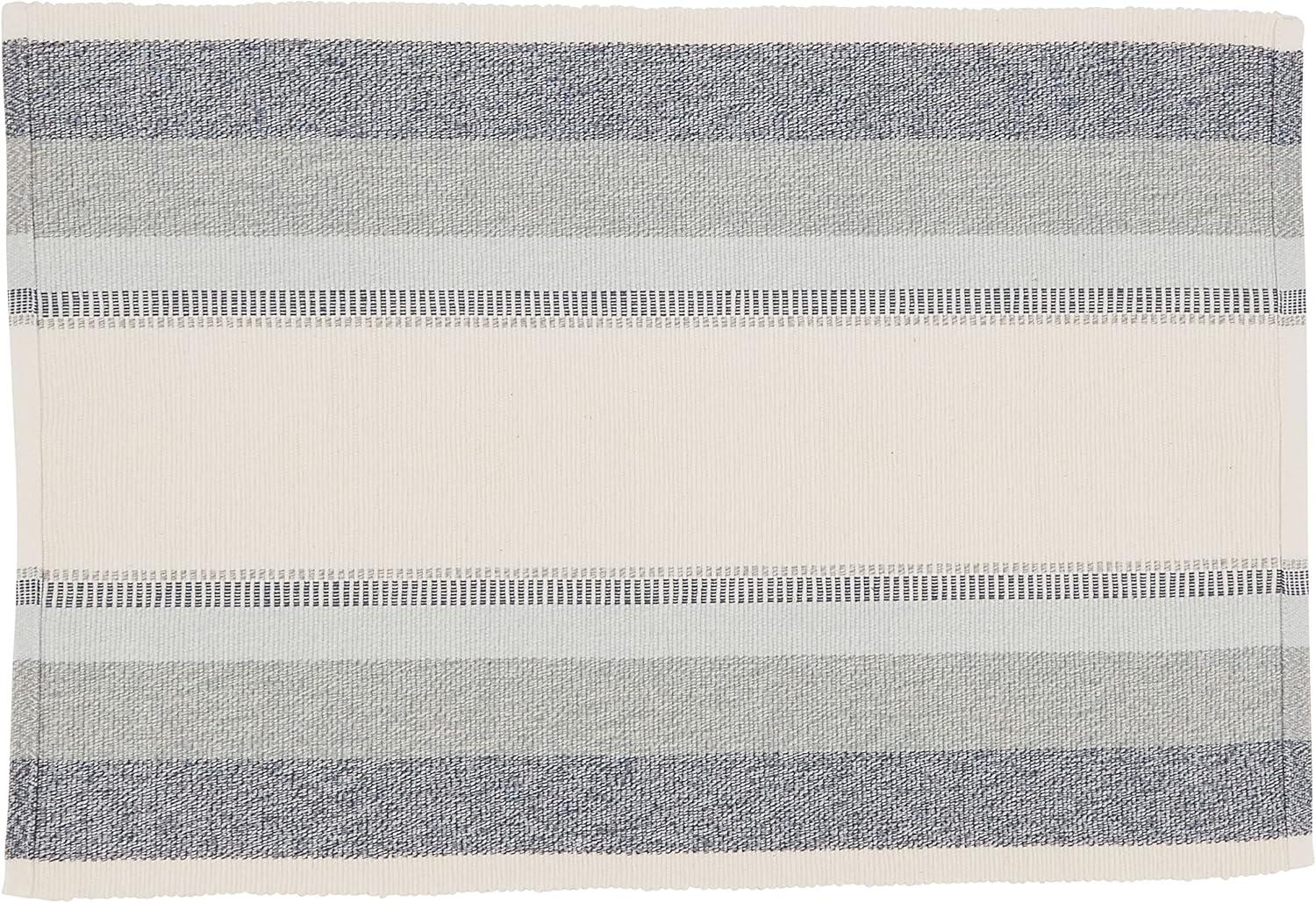 Blue and White Cotton Striped Rectangle Placemats Set