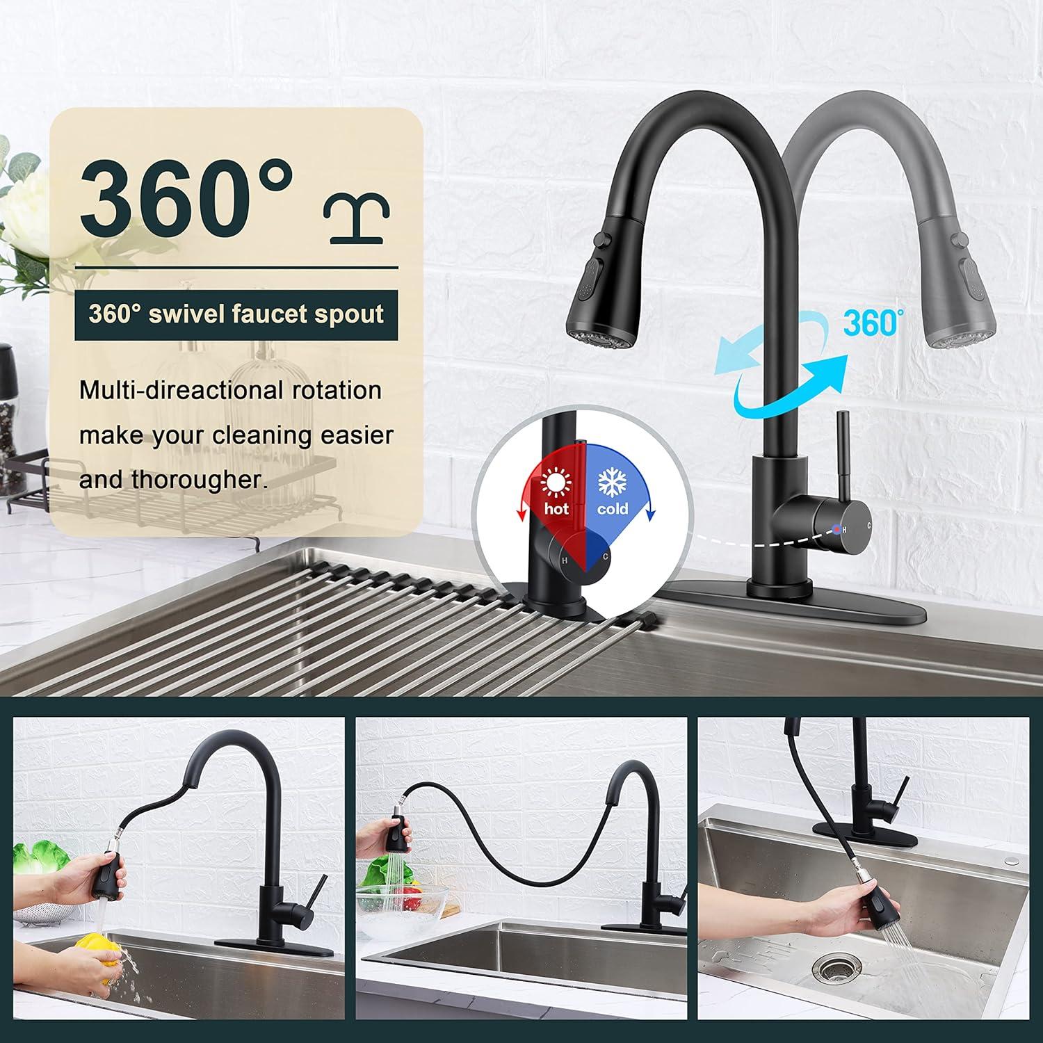 Babevy Pull Down Kitchen Faucet