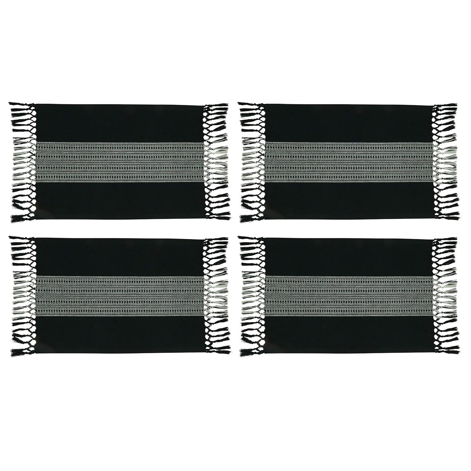 Saro Oceanside Collection 100% Cotton Striped Rectangle Placemat (Set of 4)