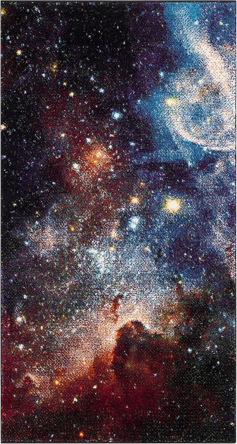 SAFAVIEH Galaxy Kalden Astronomy Area Rug, Purple/Multi, 2'3" x 4'