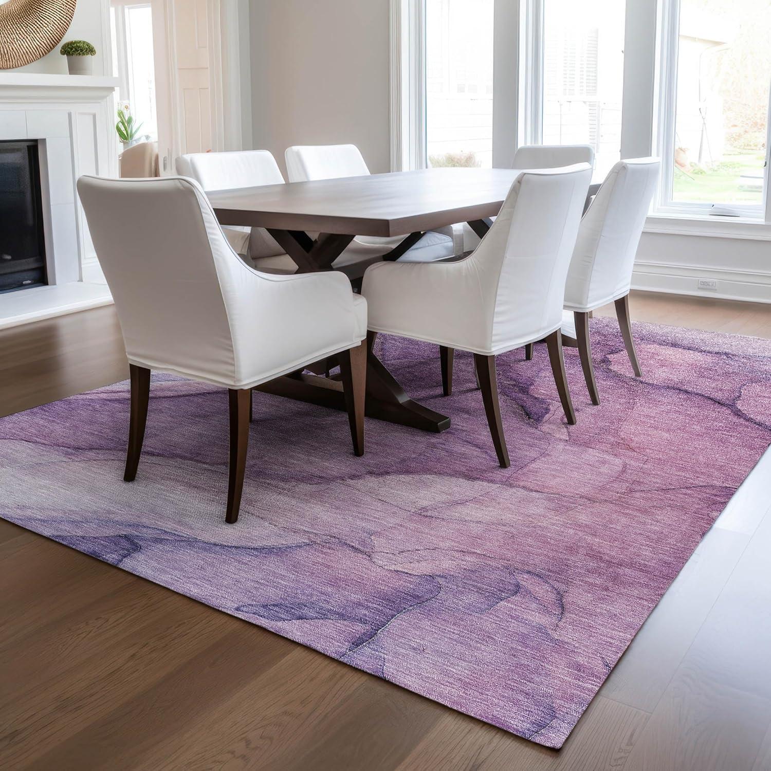 Purple 9' x 12' Stain-Resistant Synthetic Area Rug