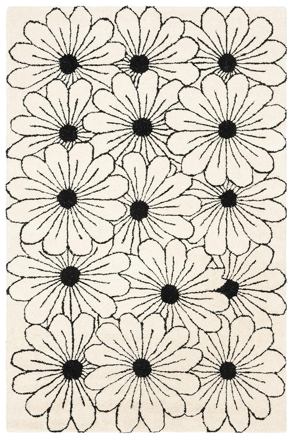 SAFAVIEH Soho Megan Floral Wool Area Rug, Ivory/Black, 5' x 8'