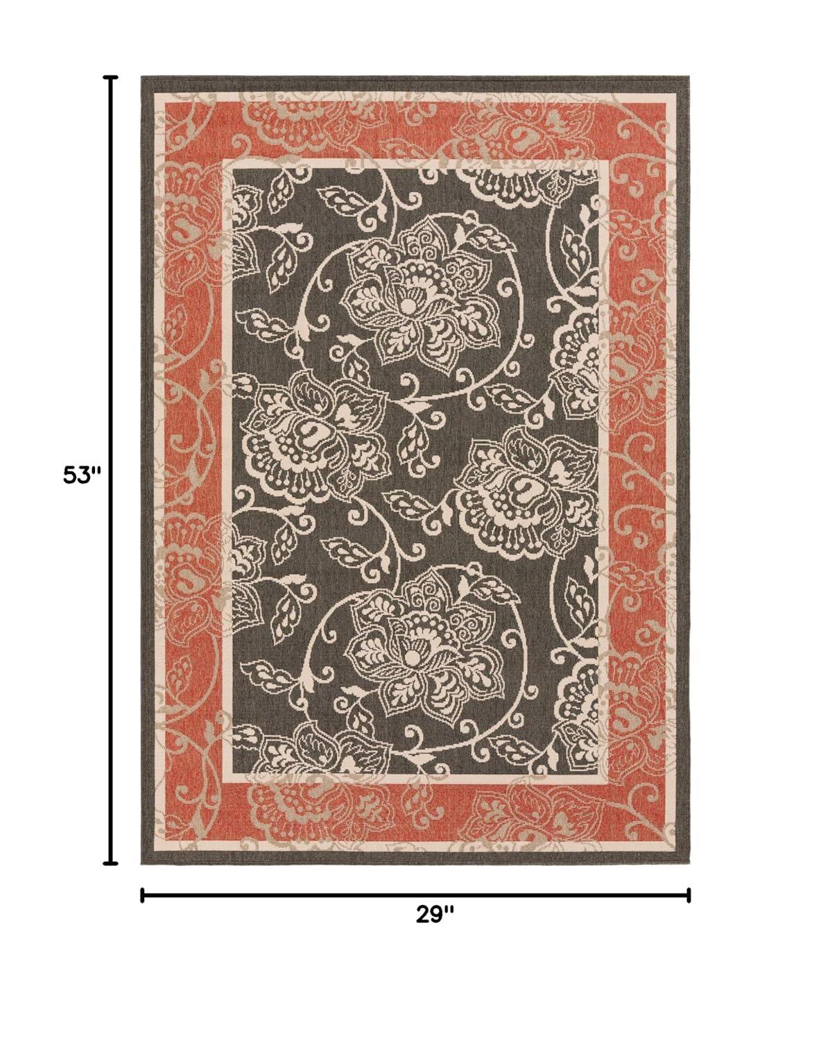 Livabliss Rhoda Outdoor Border Area Rug,2'5" x 4'5",Taupe/Brown