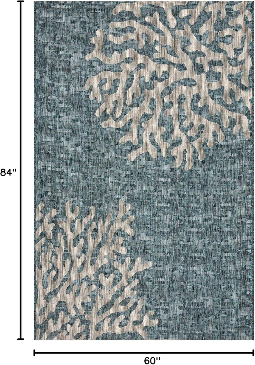 Ox Bay Carmindy Coastal Coral Reef Indoor / Outdoor Area Rug, Blue/Gray, 5' x 7'