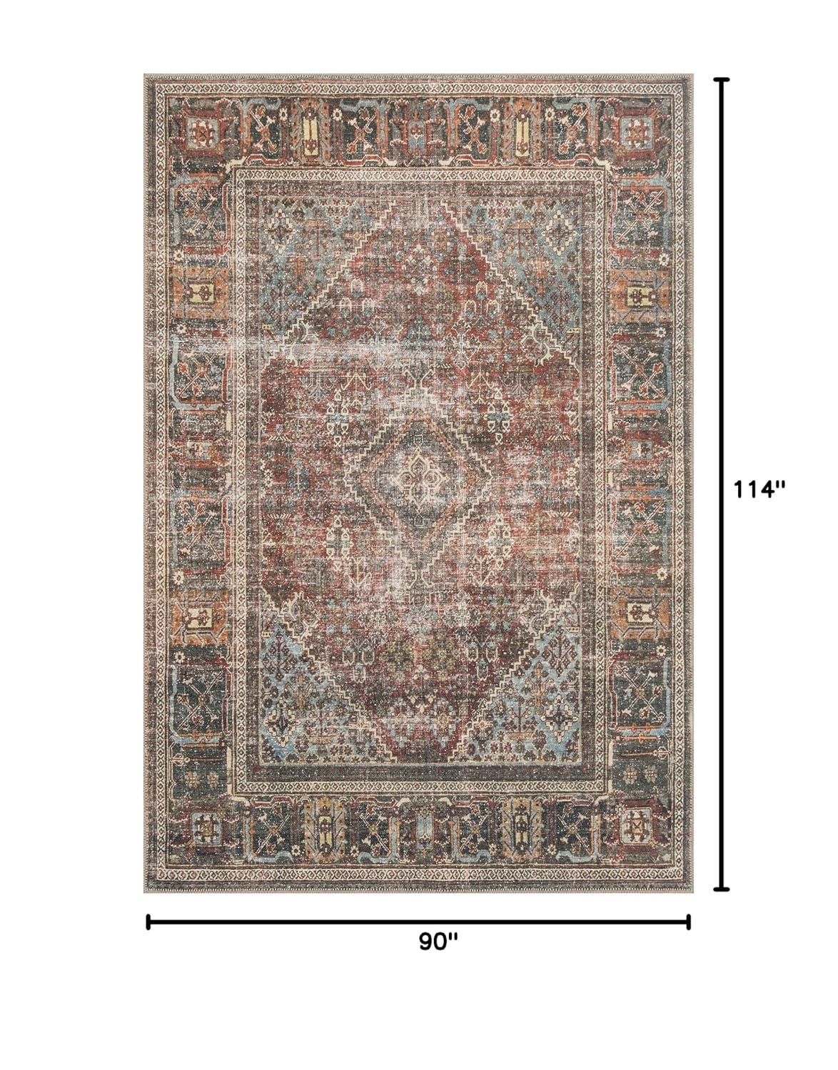 Loloi Rugs Loren 7'6" x 9'6" Printed Polyester Rug in Brick and Midnight