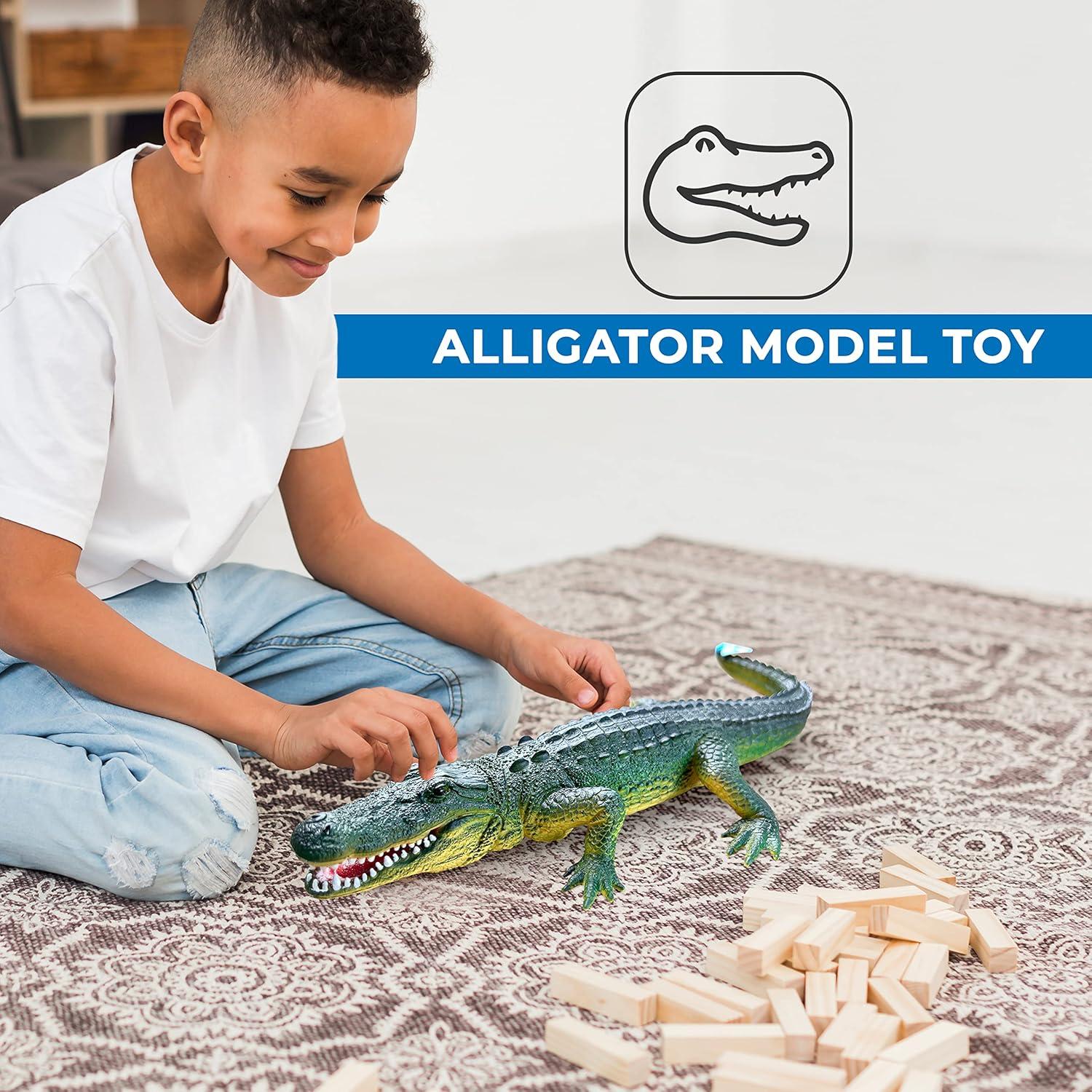 MameJo Alligator Toy | 16 Inch American Alligator Reptile Toys | Hand Painted Realistic Animal Toy Figures for Home Décor Or 3D Shapes for Teaching