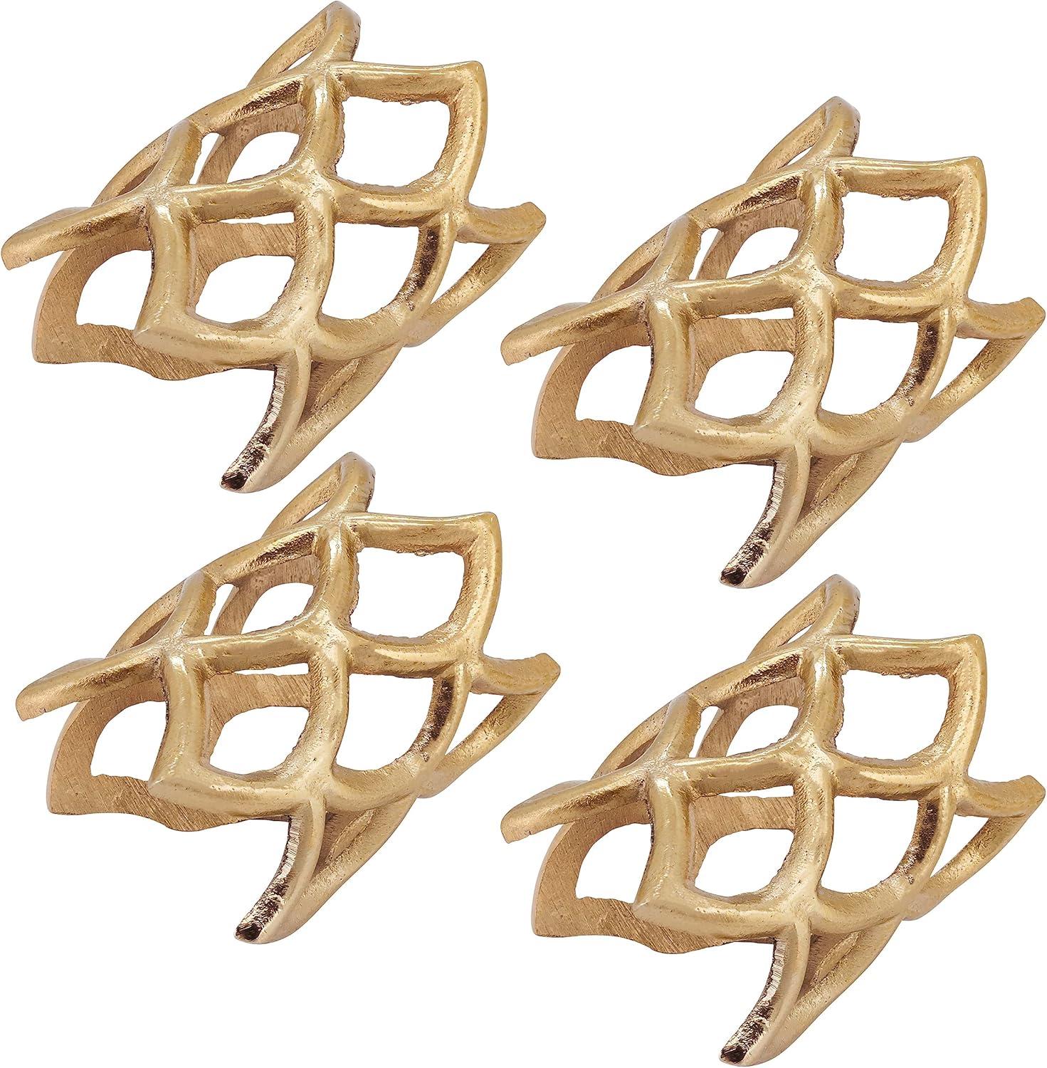 Gold Scallop Coral Aluminum Napkin Rings Set of 4