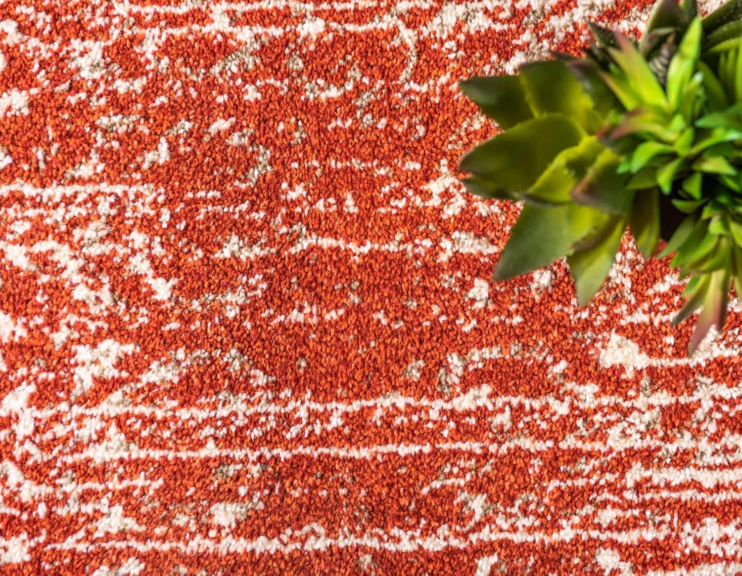 Unique Loom Del Mar Collection Area Rug - Jennifer (10' x 13' 1" Rectangle Red/Beige)