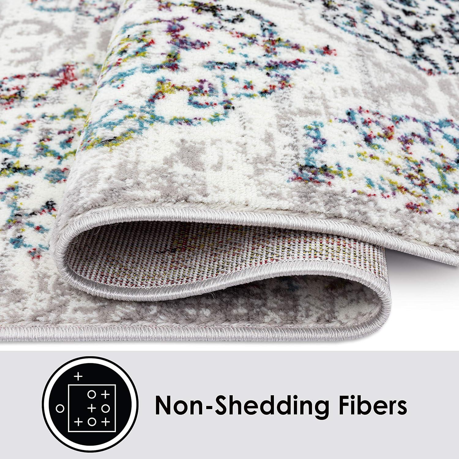 Home Dynamix Boho Andorra Transitional Damask Area Rug Ivory/Blue/Black, 5'2"x7'2"