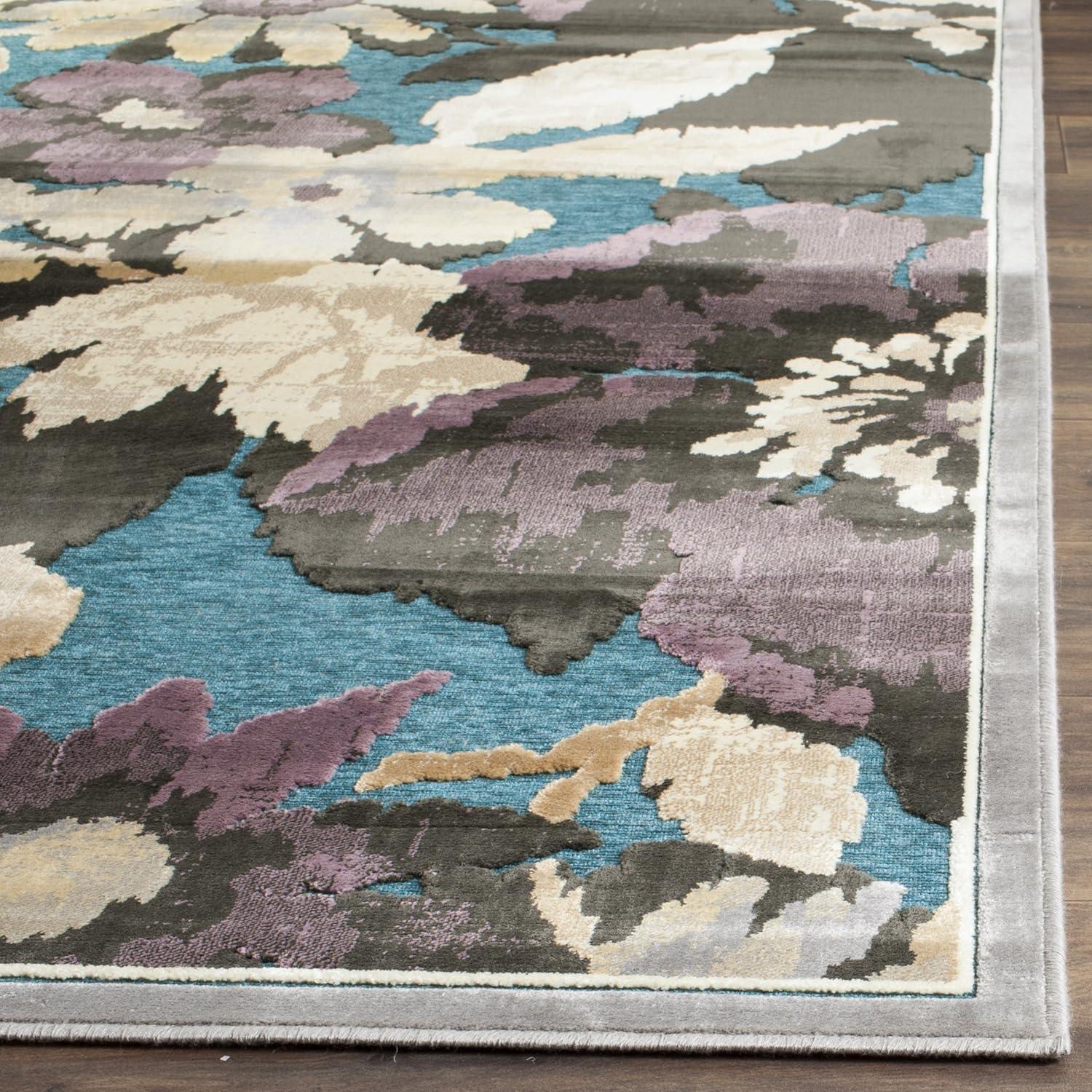 SAFAVIEH Paradise Collection Area Rug - 8' x 11'2", Red & Multi, Floral Viscose Design, Ideal for High Traffic Areas in Living Room, Bedroom (PAR148-220)