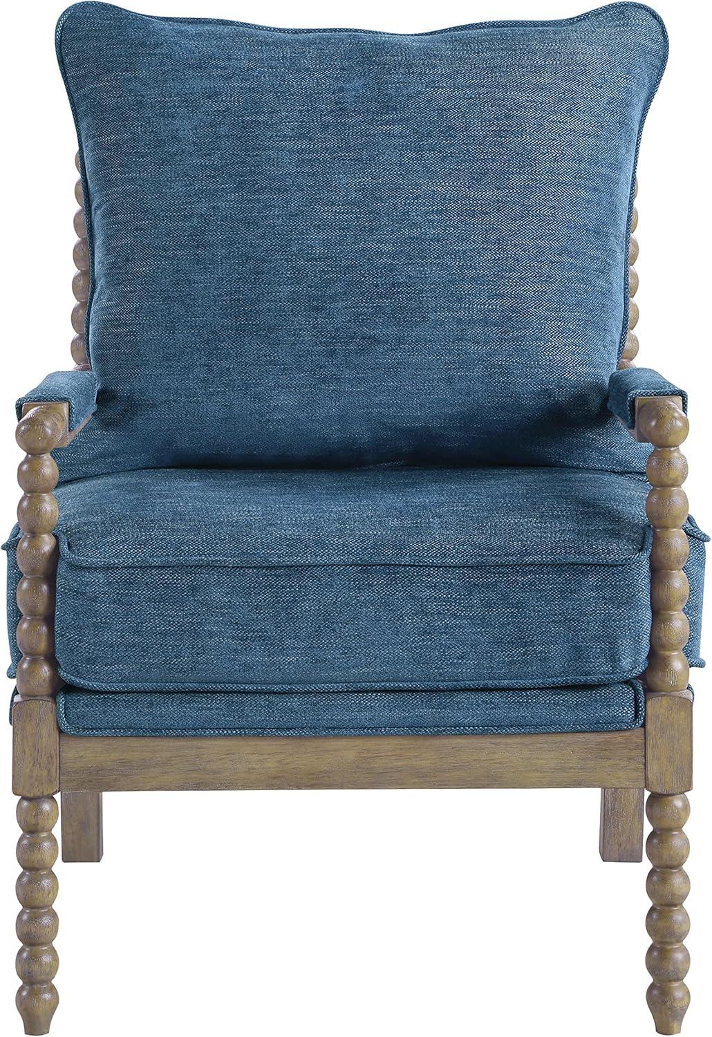 Fletcher Spindle Chair in Navy Blue Fabric with Brush Charcoal Finish