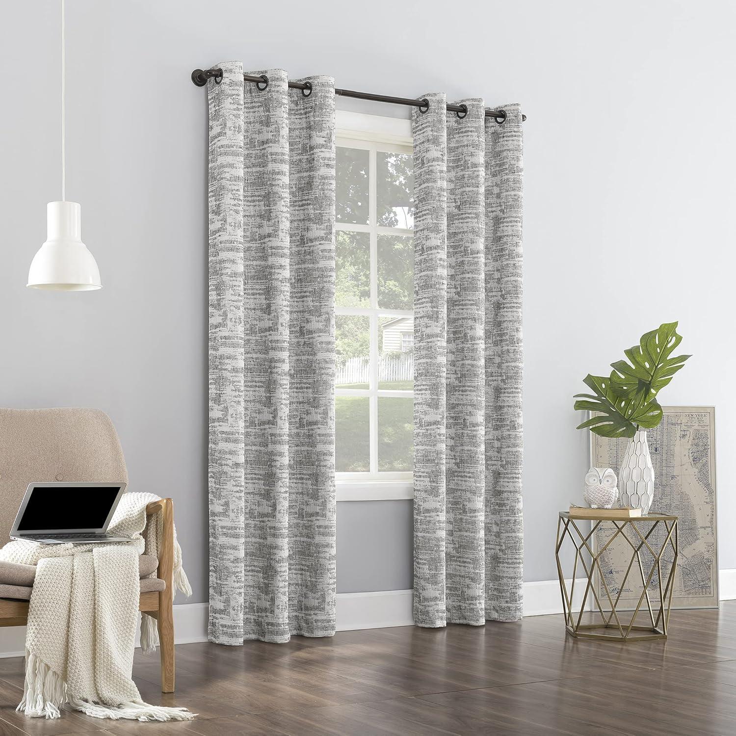 Sun Zero Parrish Distressed Grid Thermal Extreme 100% Blackout Grommet Curtain Panel