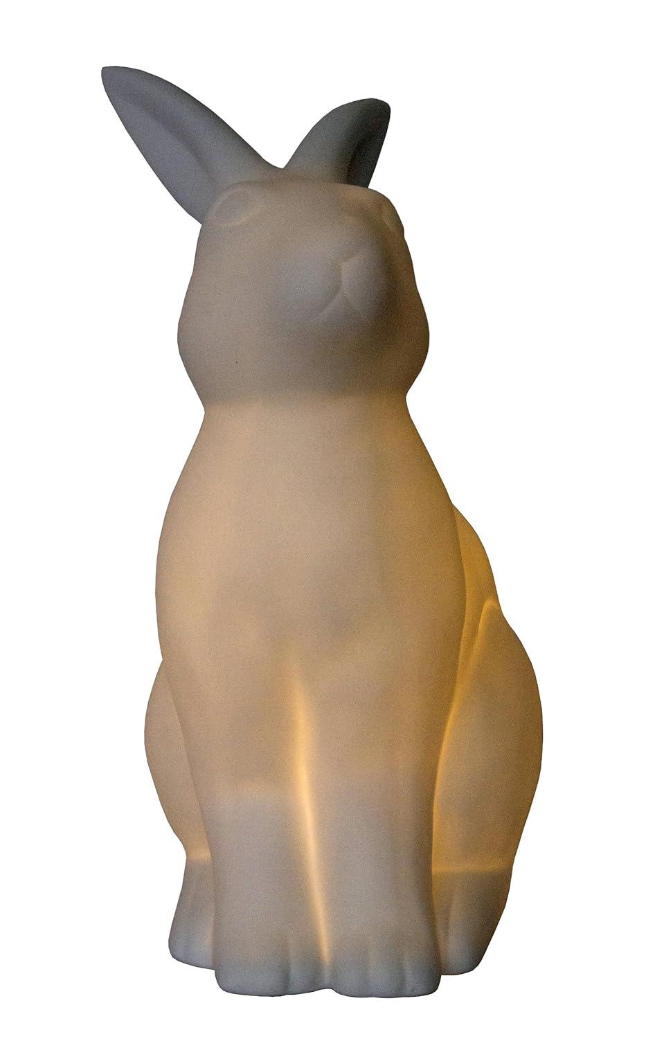 Gracie Oaks Creekwood Home 10.43" Glowing Ceramic Bunny Rabbit Light, For Home Décor, Nightstand, End Table, Entryway, Bookshelf, Kid's Room, White