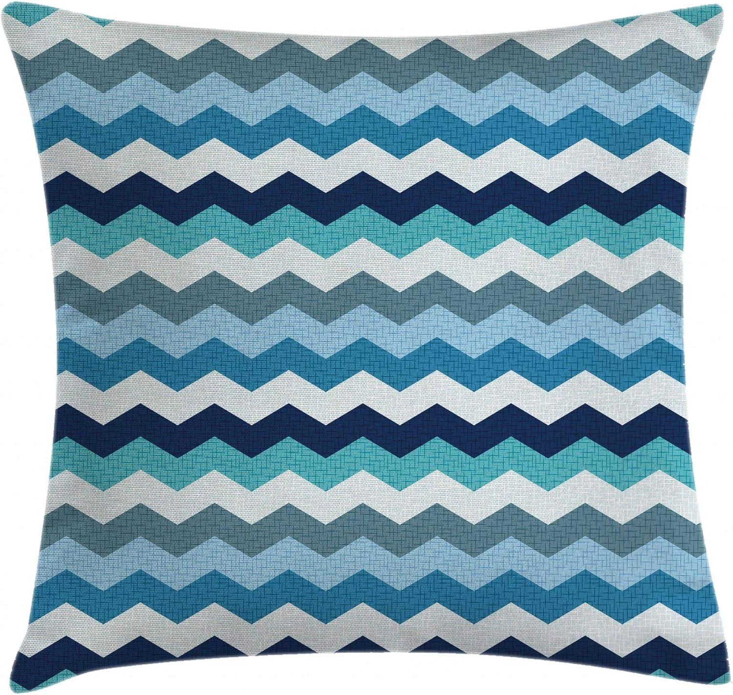 Aqua Chevron Polyester 20" Kids Throw Pillow