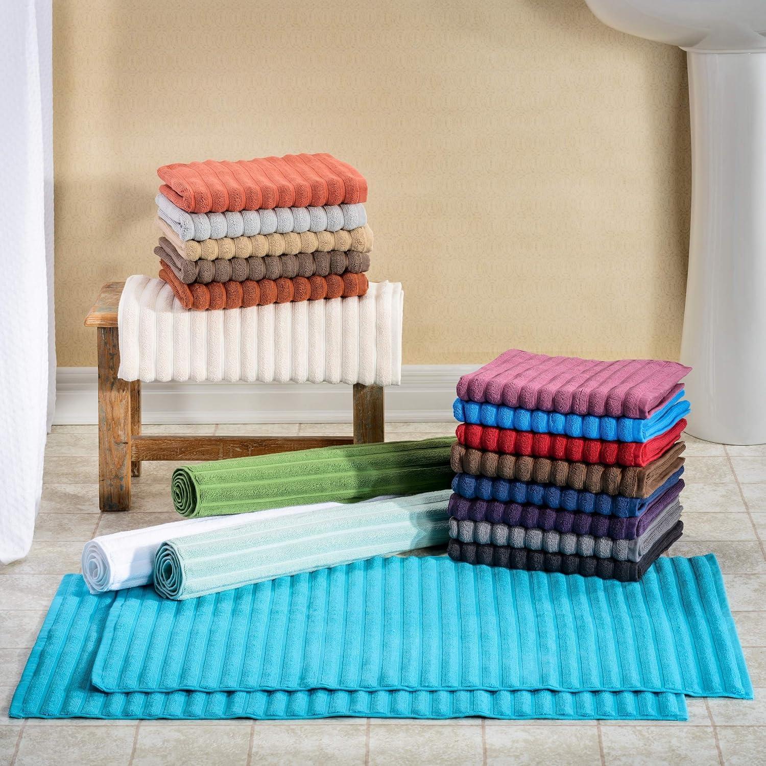 Eco-Friendly Cotton Jacquard Coffee Bath Mat Set