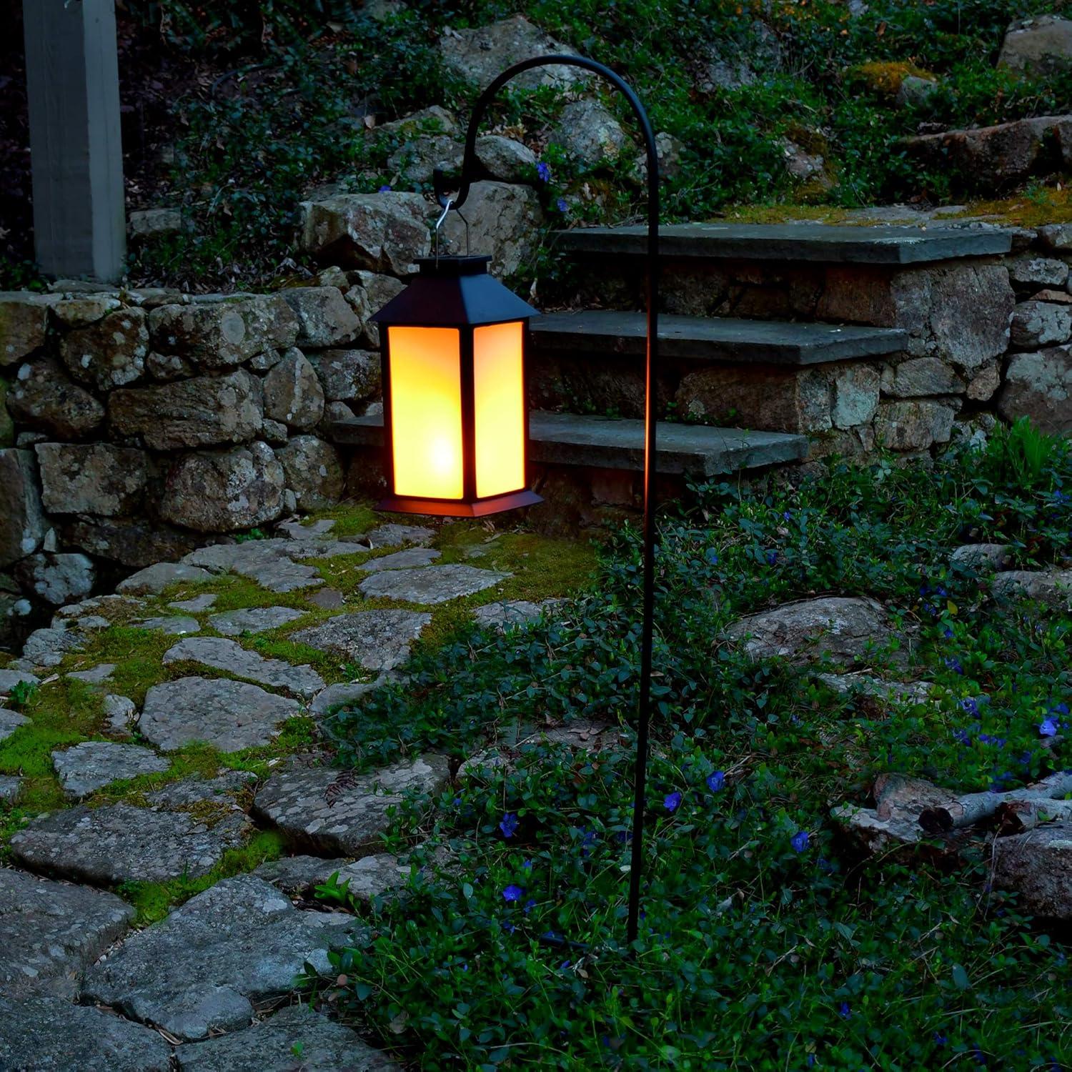 LumaBase Solar Powered Flame Effect LED Black Lantern