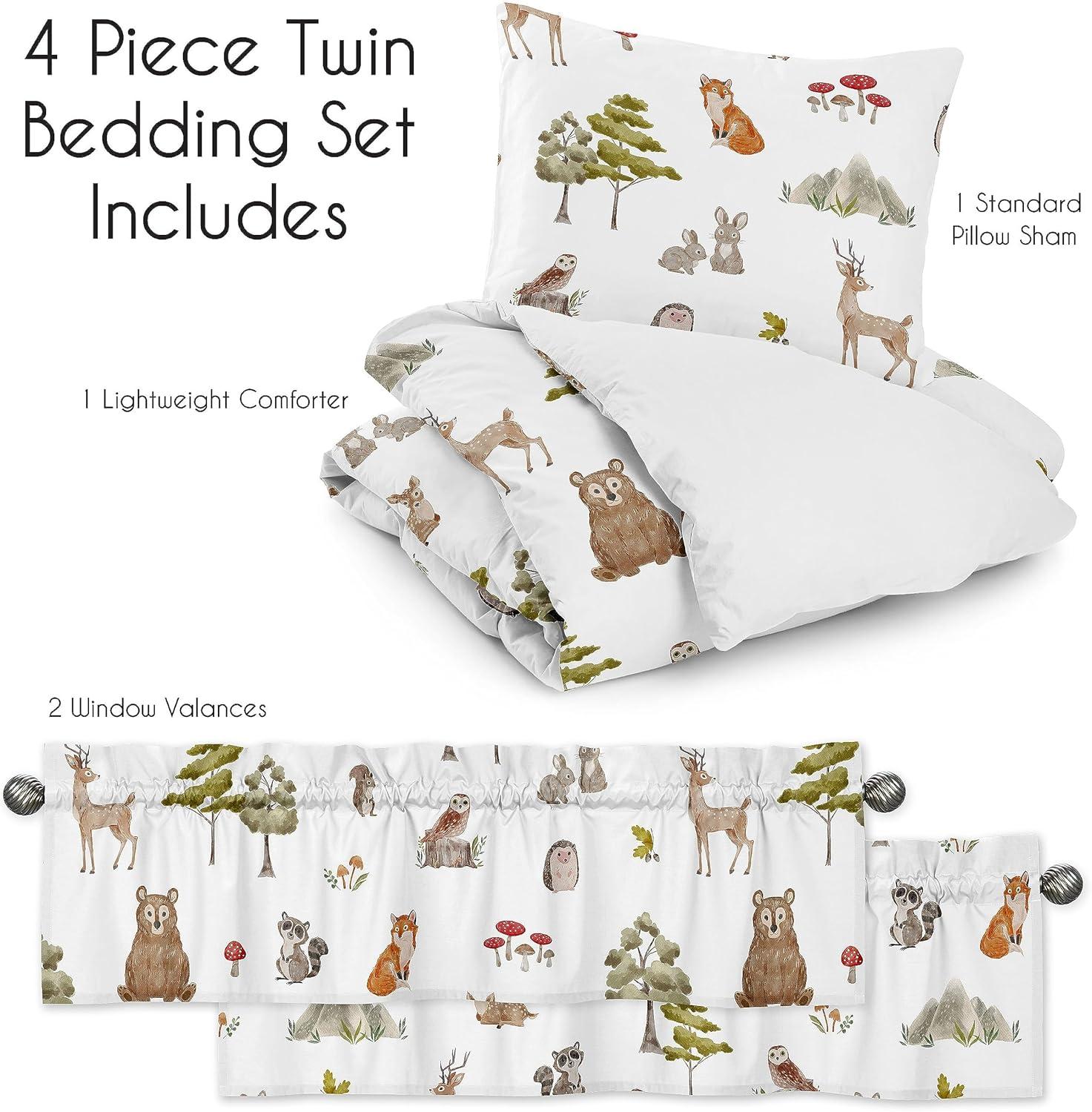 Watercolor Woodland Forest Animals Twin Comforter Set by Sweet Jojo Designs