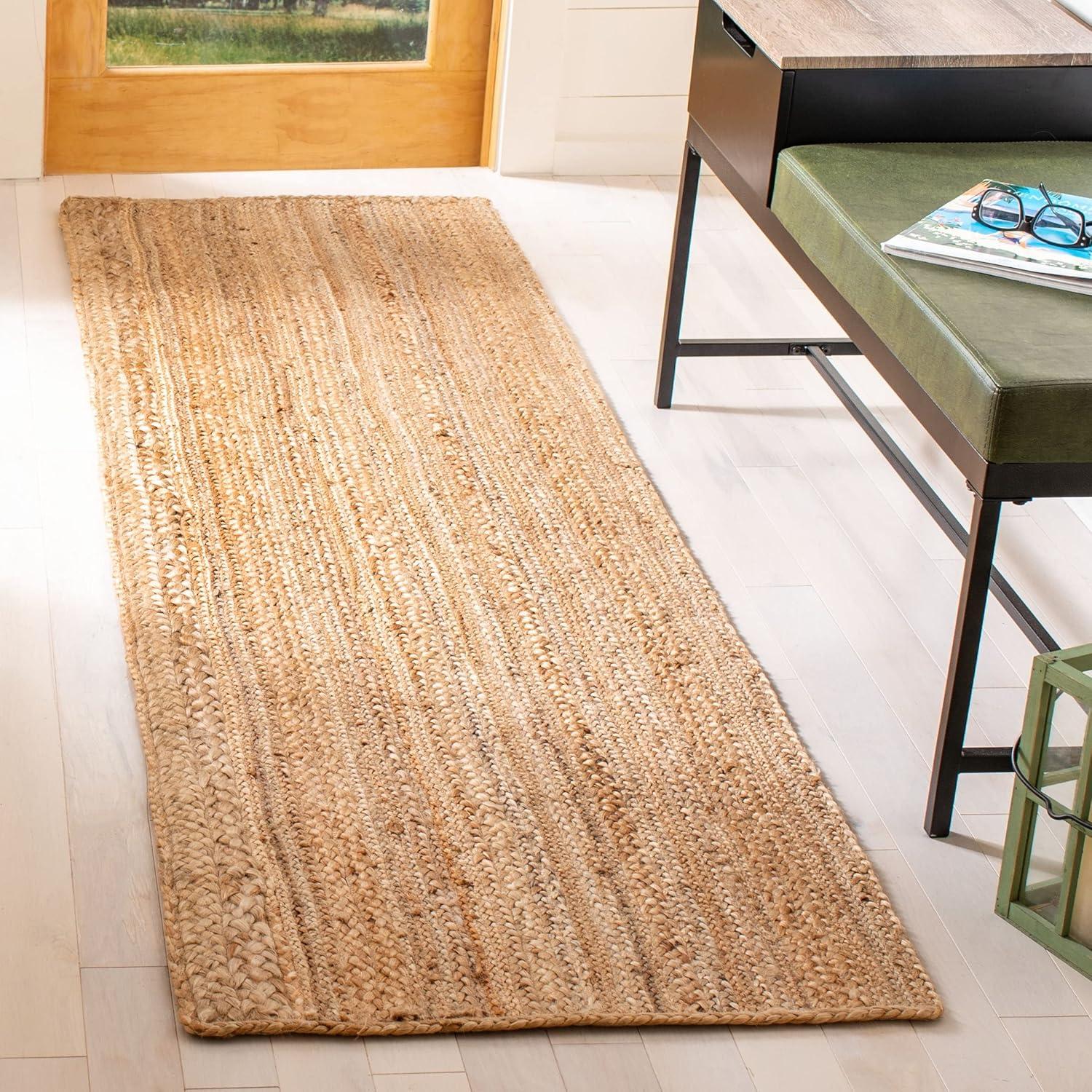 Natural Fiber Hand Woven Jute Solid Color Rug