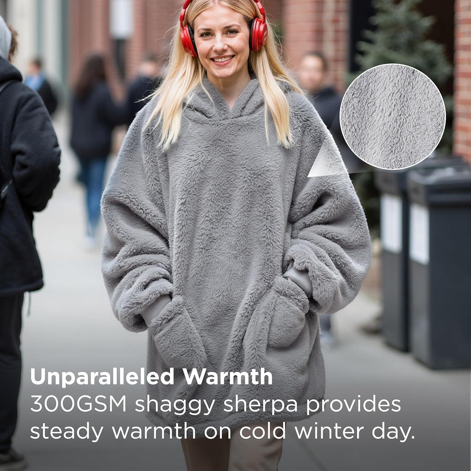 Bedsure Bedsure Wearable Blanket Hoodie Gifts For Women - Cozy Sherpa Hoodie Blanket For Adult Men, Warm Hooded Blanket Sweatshirt