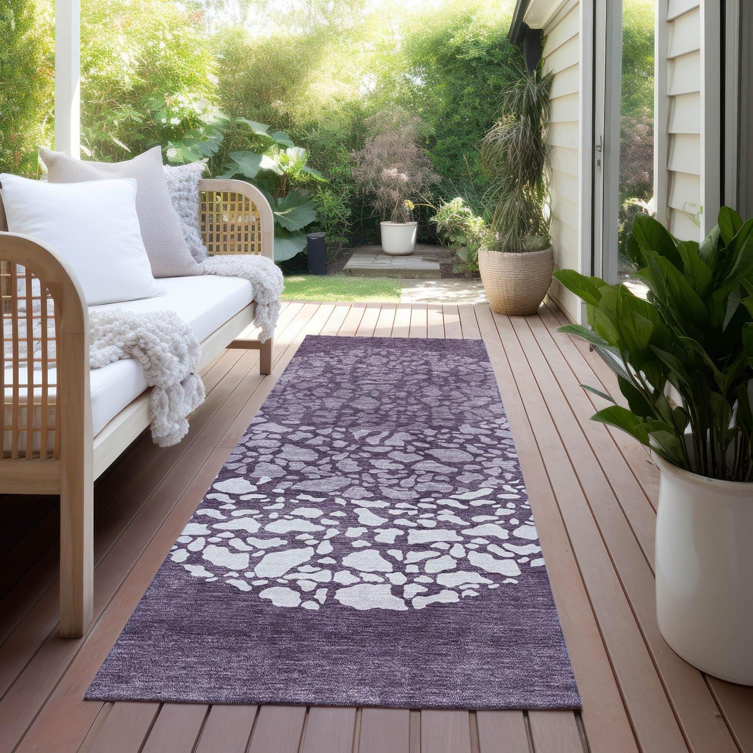 Eggplant Synthetic Flat Woven Non-slip Runner Rug, 2'3" x 7'6"