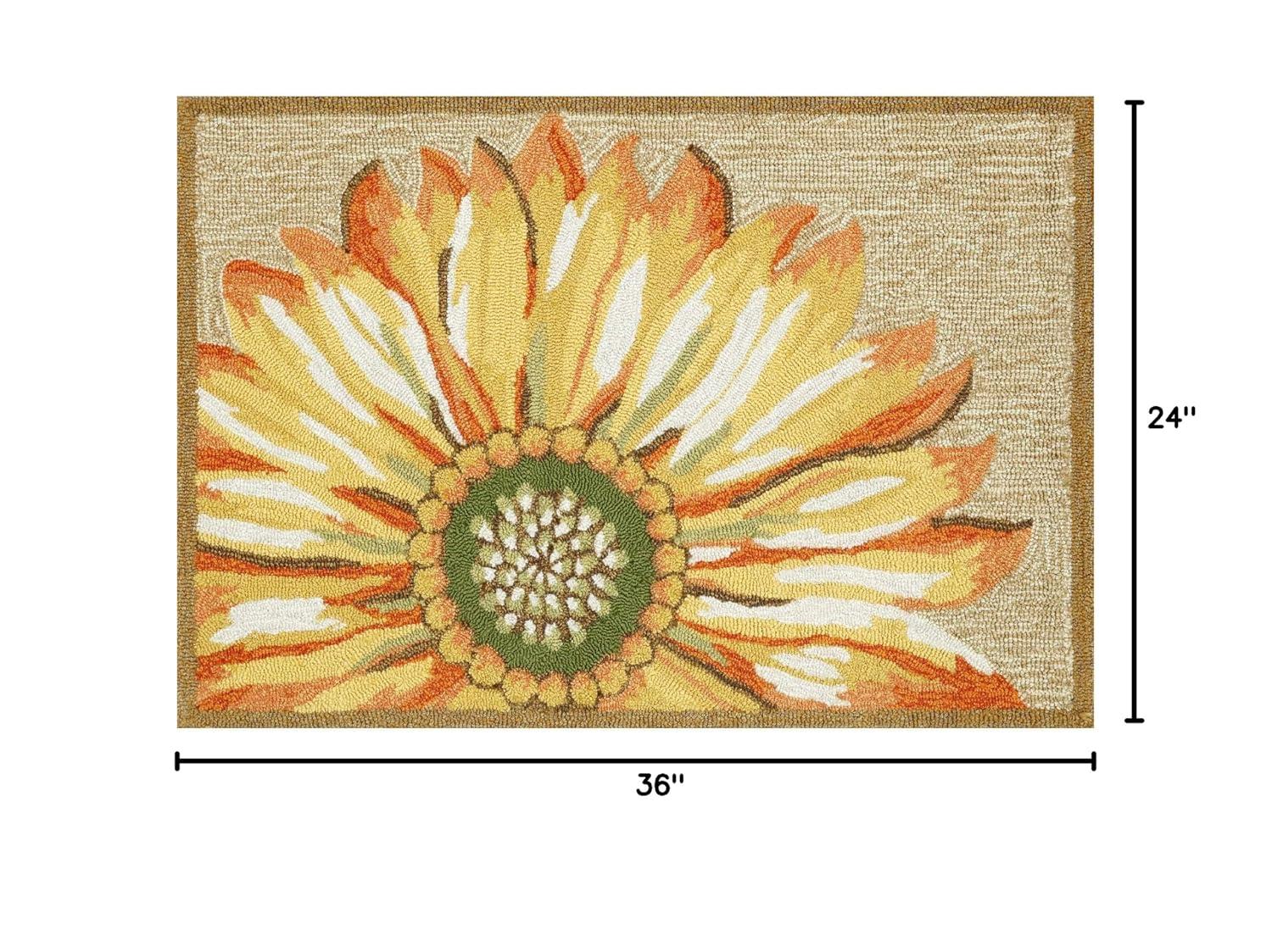 Liora Manne Frontporch Sunflower Indoor/Outdoor Rug Yellow 2' x 3'