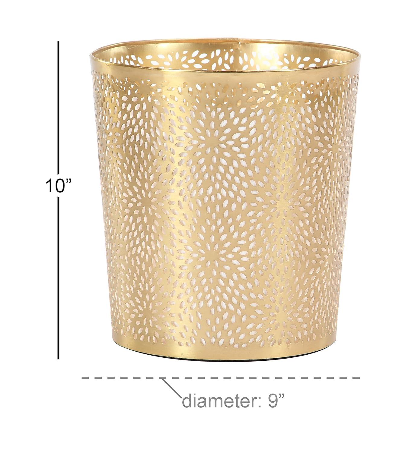 Gold Laser Cut Metal Circular Waste Bin