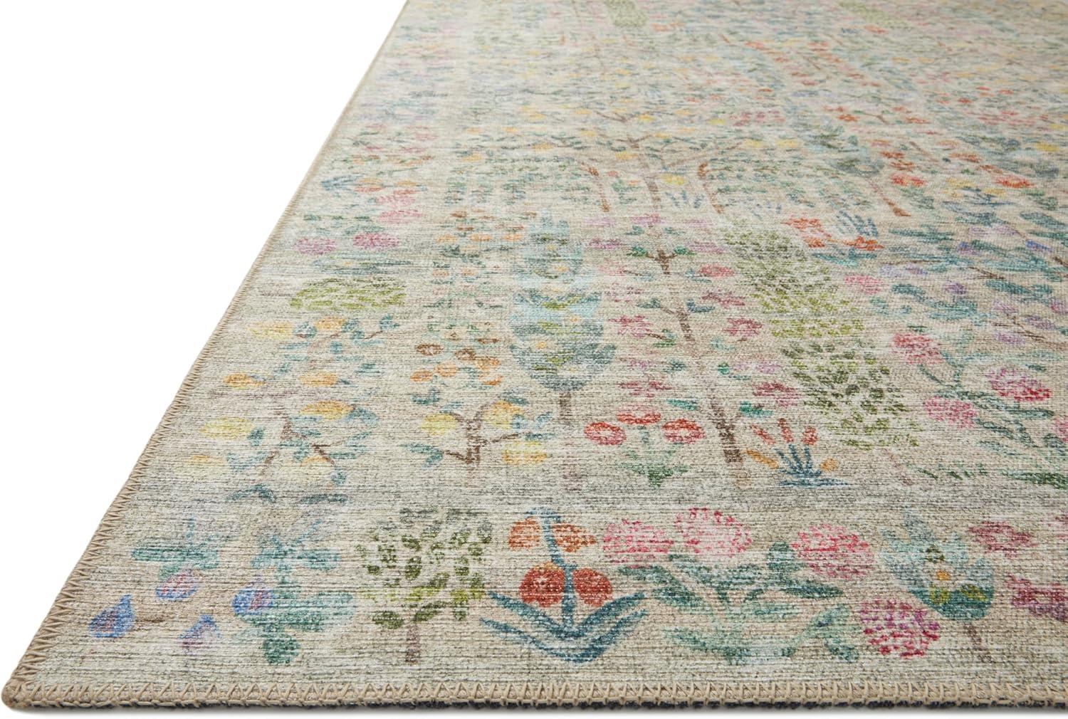 Khaki Floral Synthetic Easy Care Accent Rug 2'-3" x 3'-9"