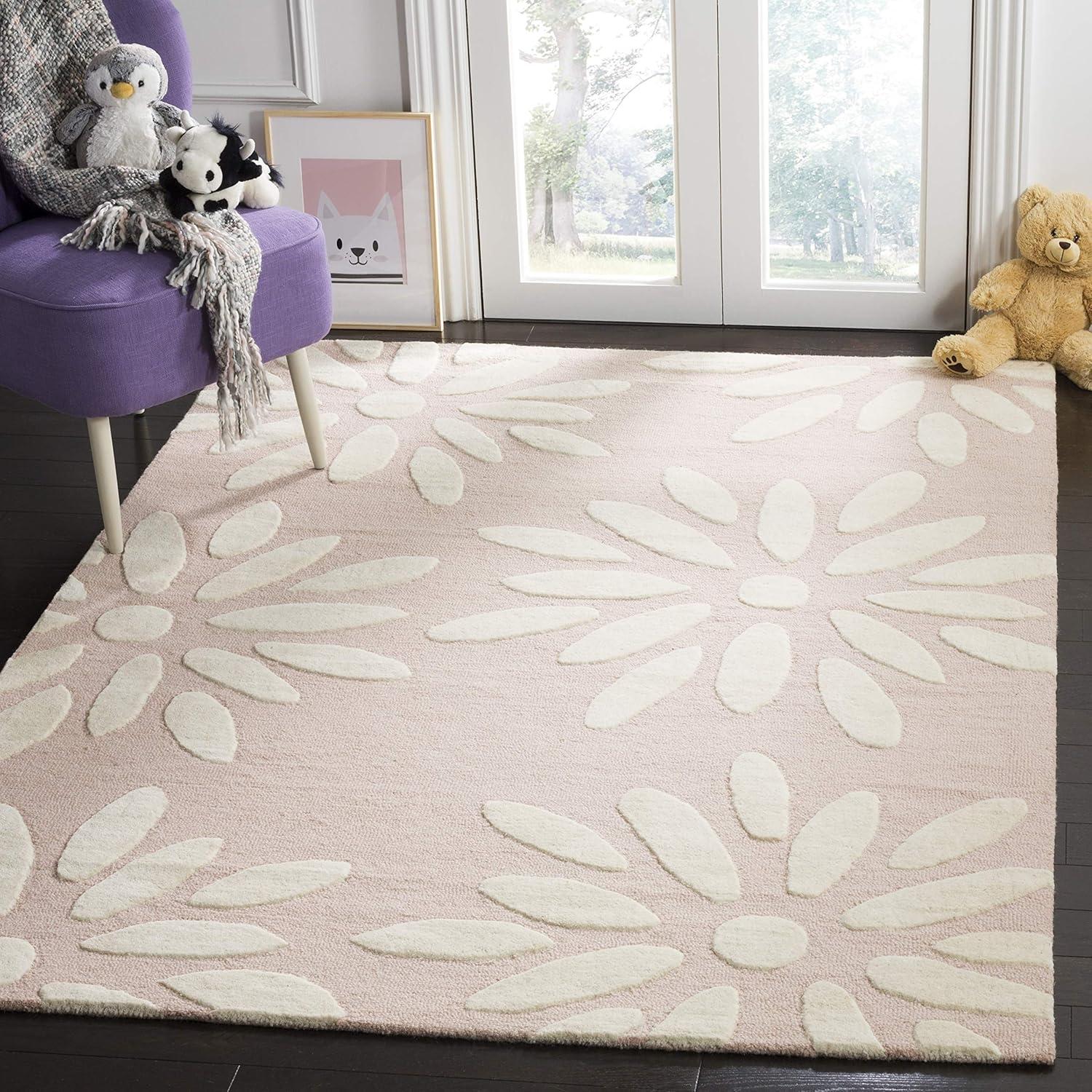 Safavieh Kids Daisy SFK914 Hand Tufted Indoor Area Rug - Pink/Ivory - 5'x7' - Safavieh
