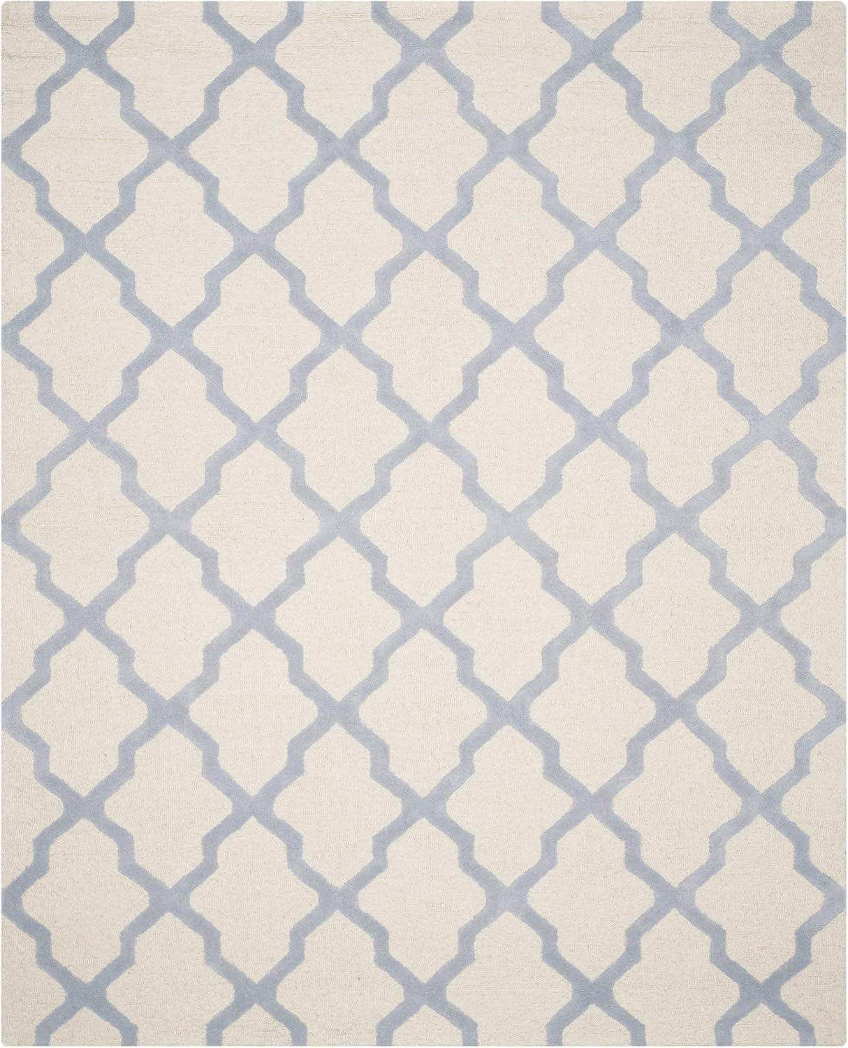 SAFAVIEH Cambridge Liam Geometric Wool Area Rug, Ivory/Light Blue, 9' x 12'