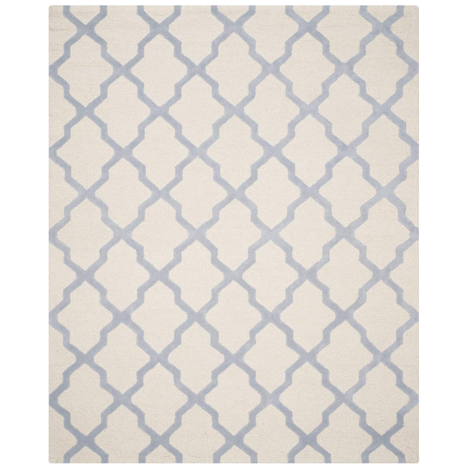 SAFAVIEH Cambridge Liam Geometric Wool Area Rug, Ivory/Light Blue, 9' x 12'
