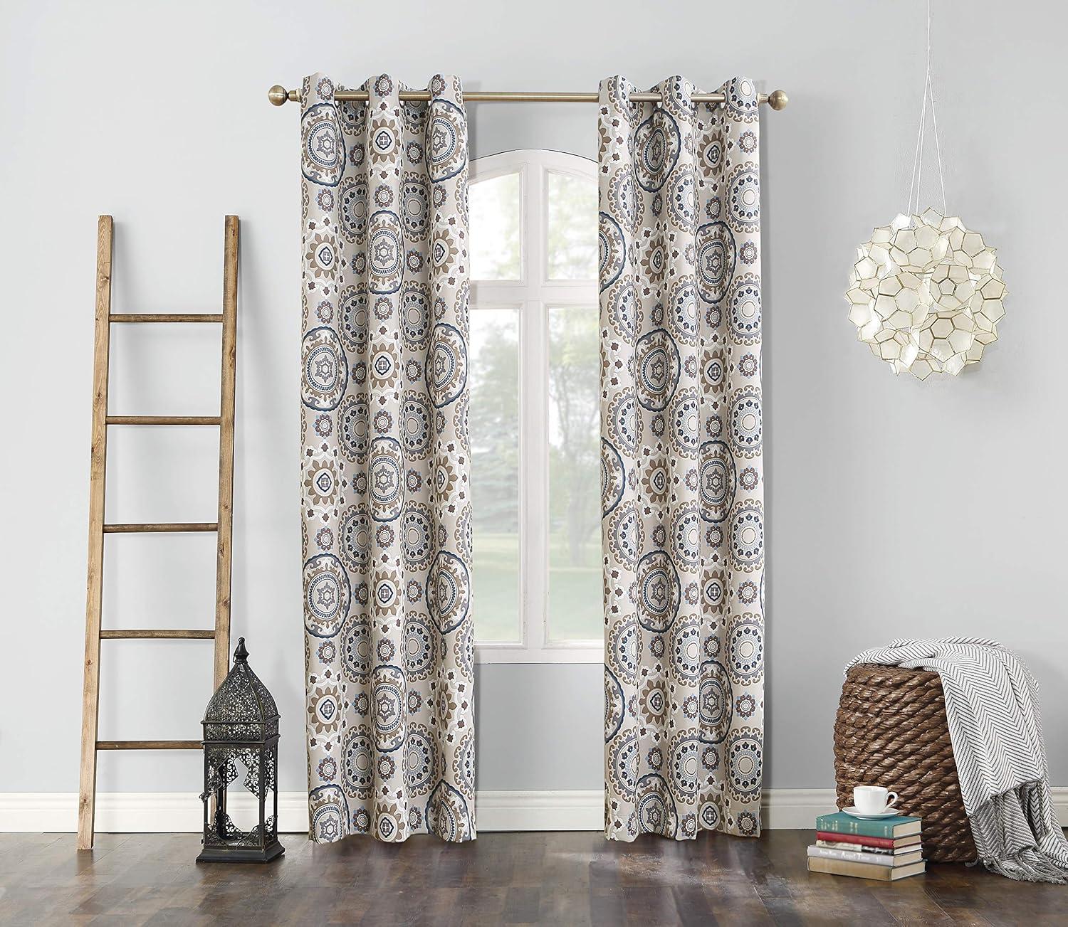 Sun Zero Nepal Global Medallion Print Blackout Grommet Curtain Panel