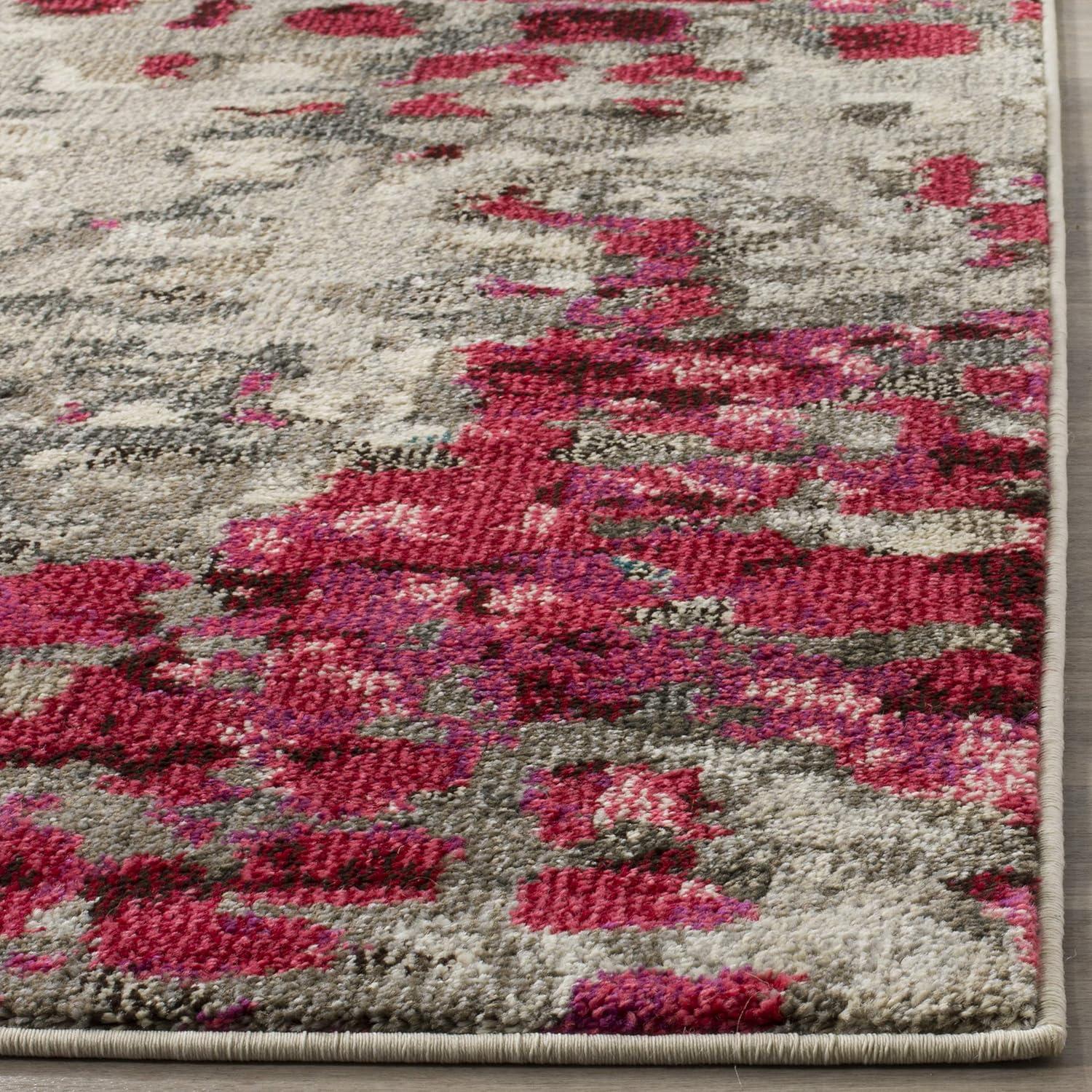 Monaco MNC225 Power Loomed Indoor Area Rug - Grey/Fuchsia - 5'1"x7'7" - Safavieh