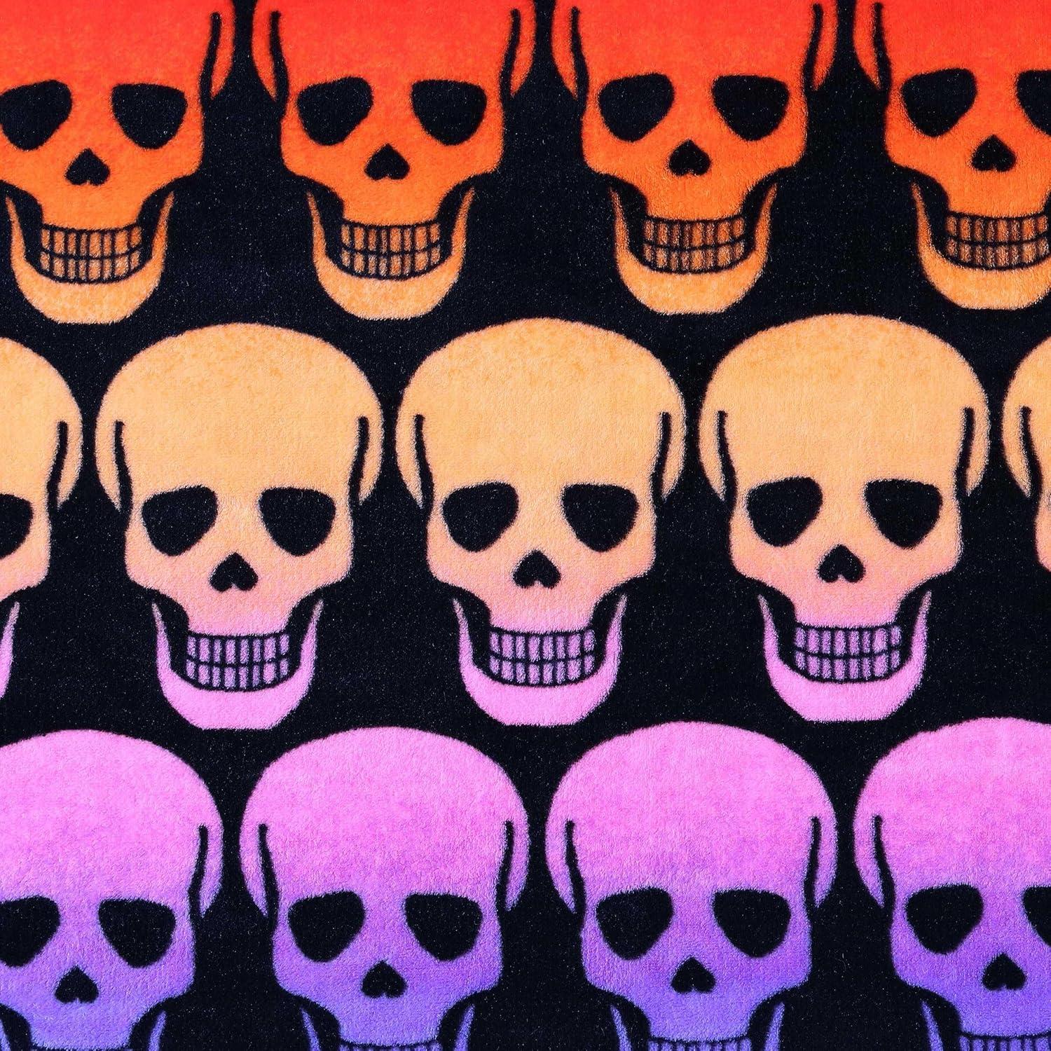 Skull Ombre Black and Multicolor Fleece Throw Blanket