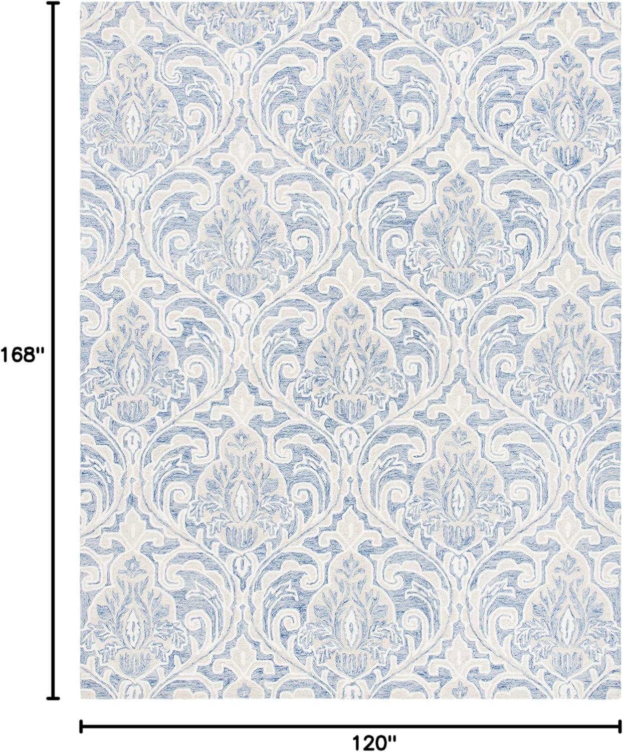 SAFAVIEH Micro-Loop Cornelius Floral Area Rug, Blue/Ivory, 10' x 14'